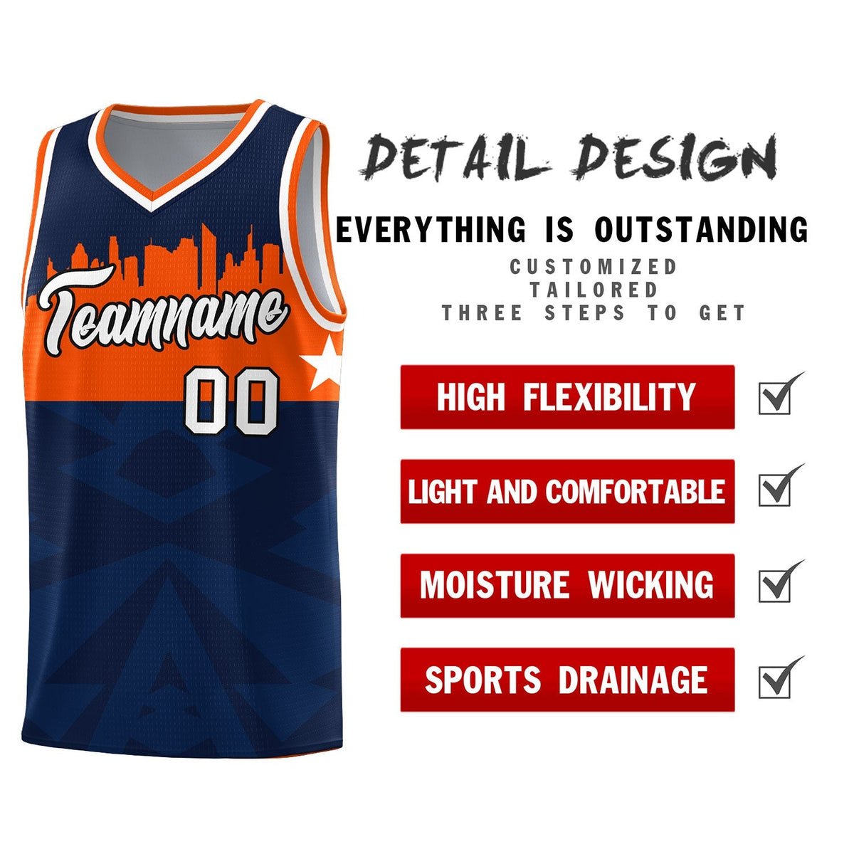 Custom Navy Personalized City Silhouette Pattern Sports Uniform Basketball Jersey|KXKSHOP