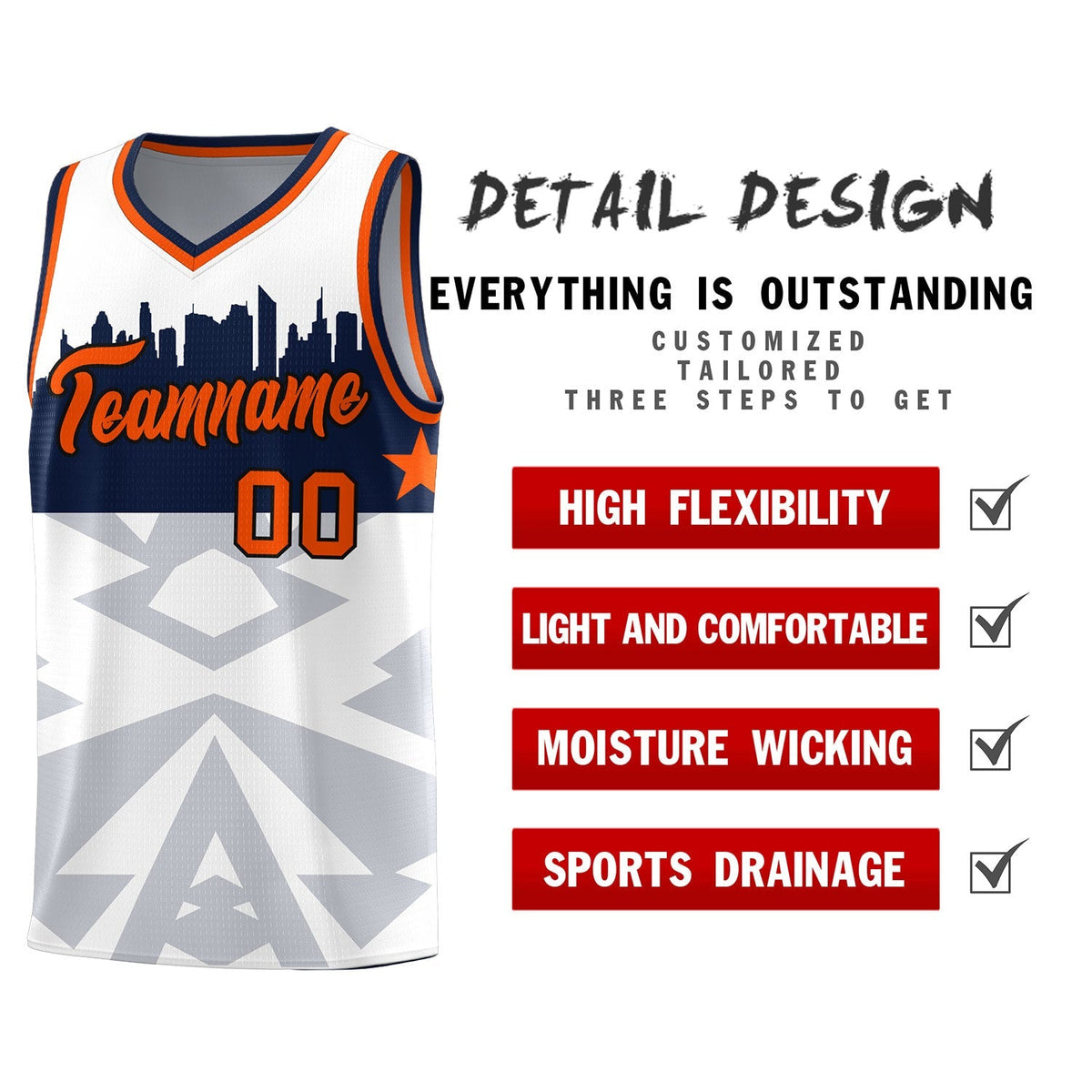 Custom White Personalized City Silhouette Pattern Sports Uniform Basketball Jersey|KXKSHOP