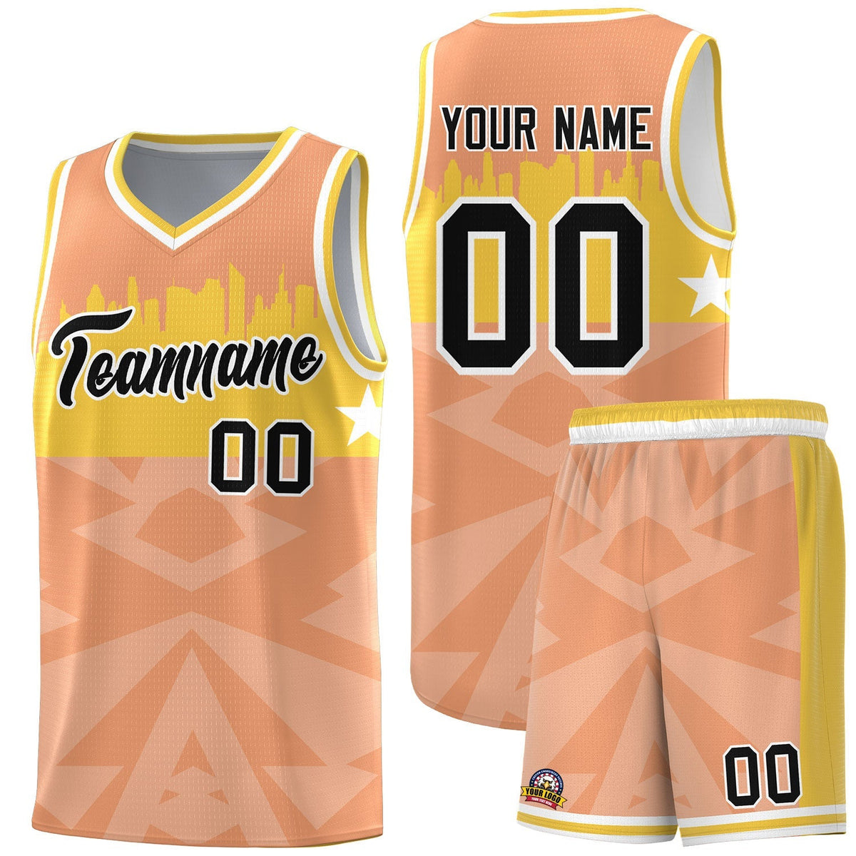 Custom Orange Personalized City Silhouette Pattern Sports Uniform Basketball Jersey|KXKSHOP