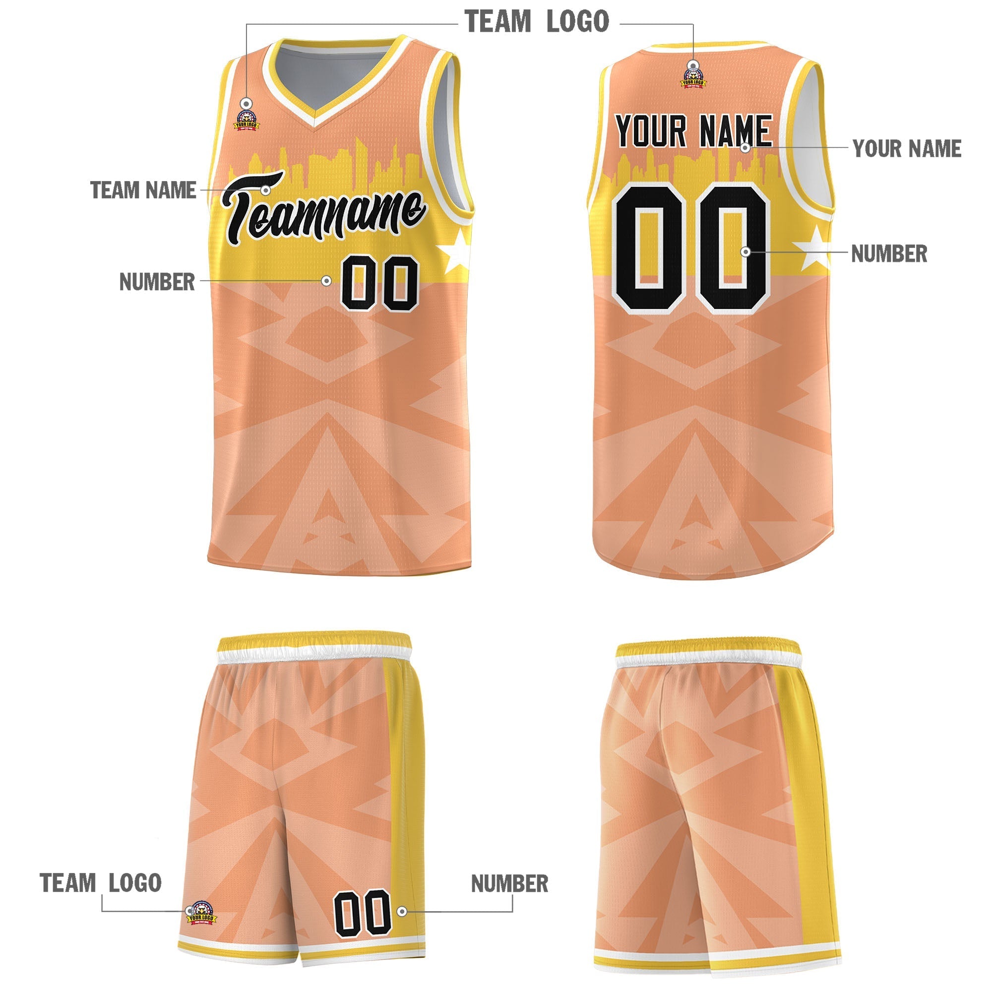 Custom Orange Personalized City Silhouette Pattern Sports Uniform Basketball Jersey|KXKSHOP