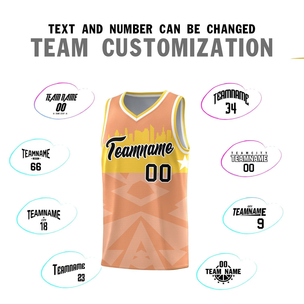 Custom Orange Personalized City Silhouette Pattern Sports Uniform Basketball Jersey|KXKSHOP