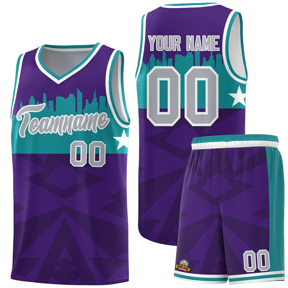 Custom Purple Personalized City Silhouette Pattern Sports Uniform Basketball Jersey|KXKSHOP