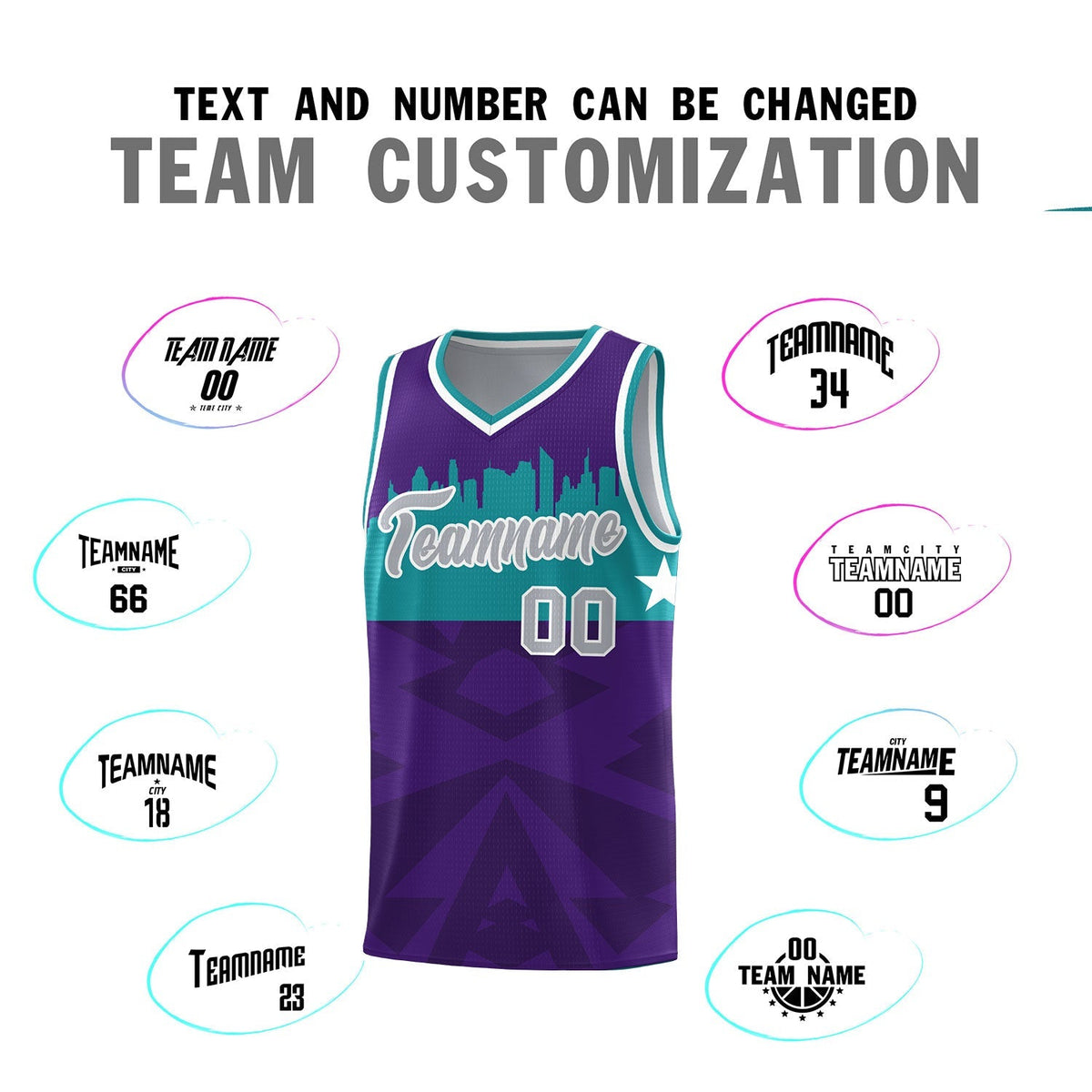 Custom Purple Personalized City Silhouette Pattern Sports Uniform Basketball Jersey|KXKSHOP