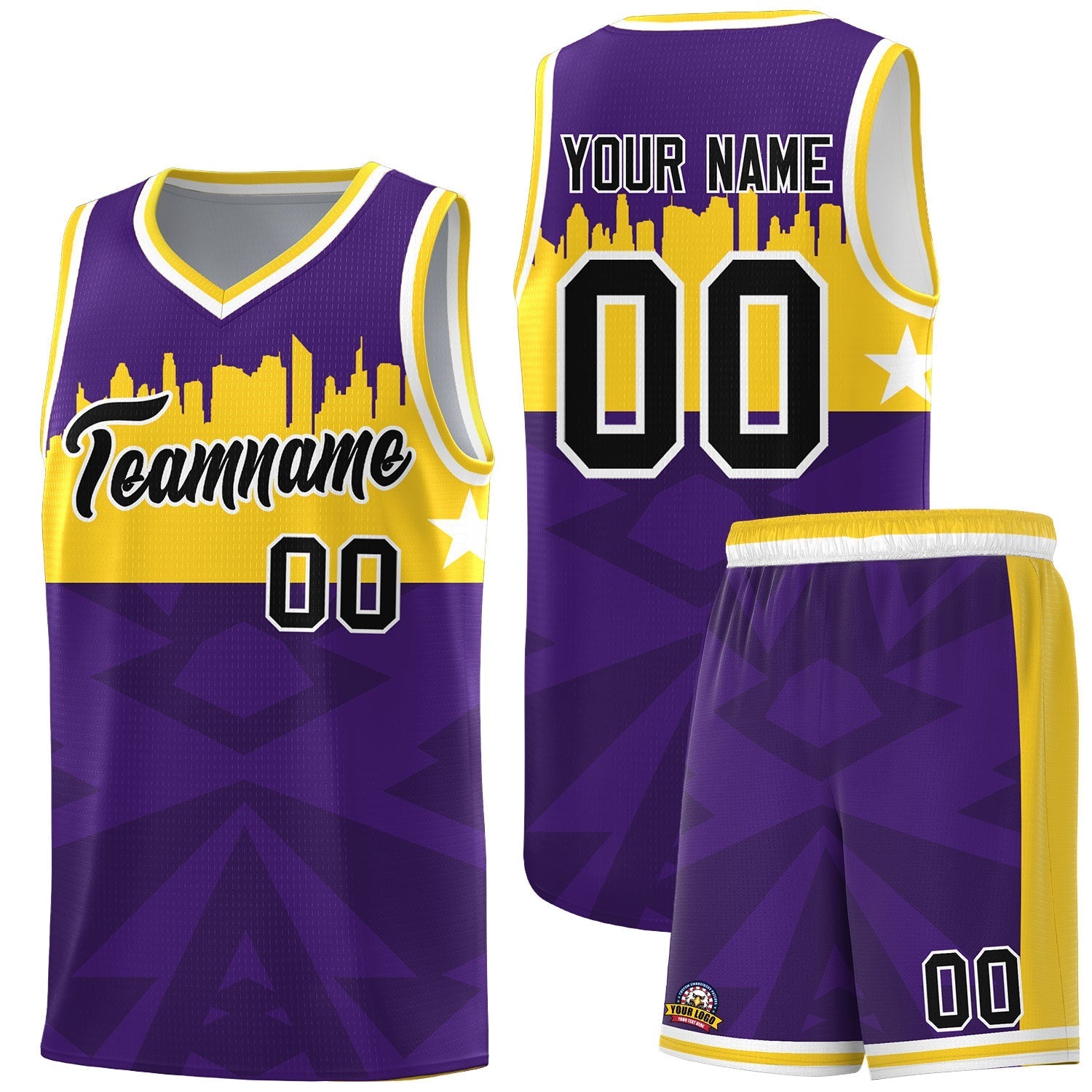 Custom Purple Personalized City Silhouette Pattern Sports Uniform Basketball Jersey|KXKSHOP