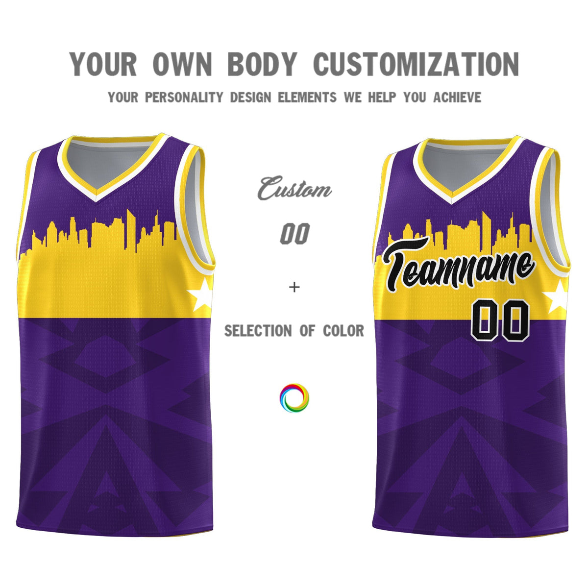 Custom Purple Personalized City Silhouette Pattern Sports Uniform Basketball Jersey|KXKSHOP