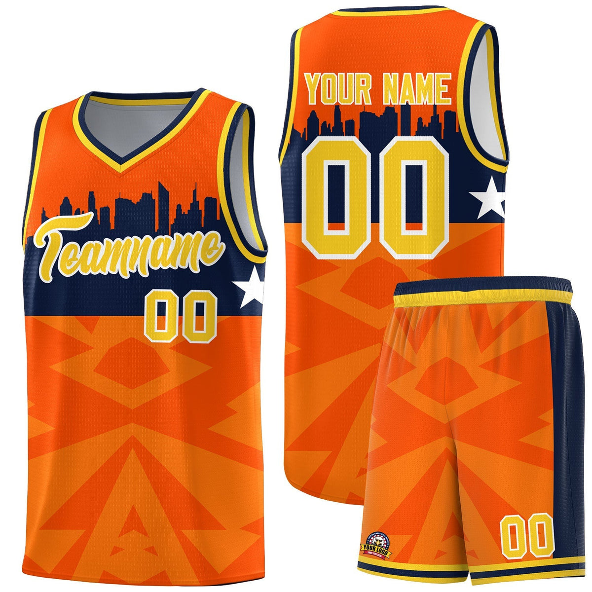 Custom Orange Personalized City Silhouette Pattern Sports Uniform Basketball Jersey|KXKSHOP