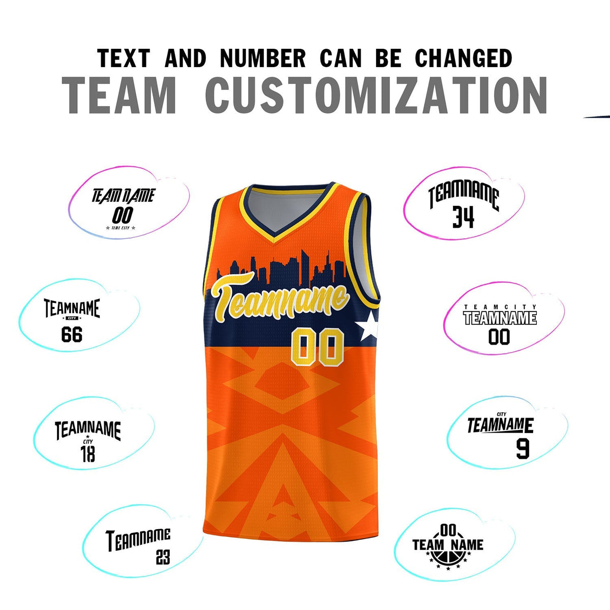 Custom Orange Personalized City Silhouette Pattern Sports Uniform Basketball Jersey|KXKSHOP