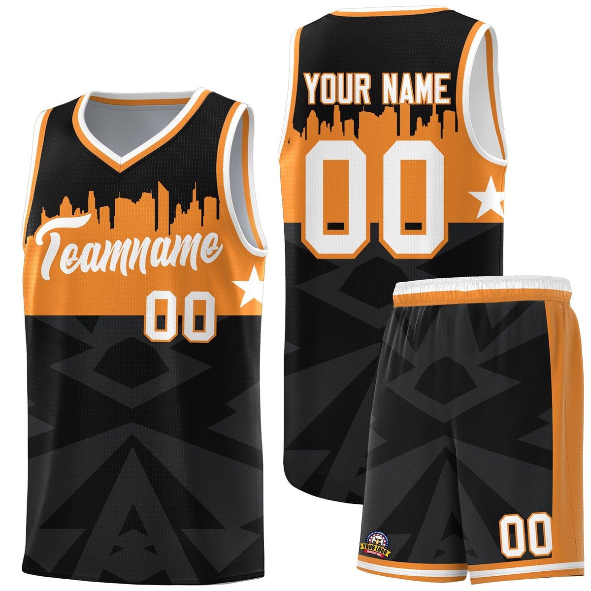 Custom Black Personalized City Silhouette Pattern Sports Uniform Basketball Jersey|KXKSHOP