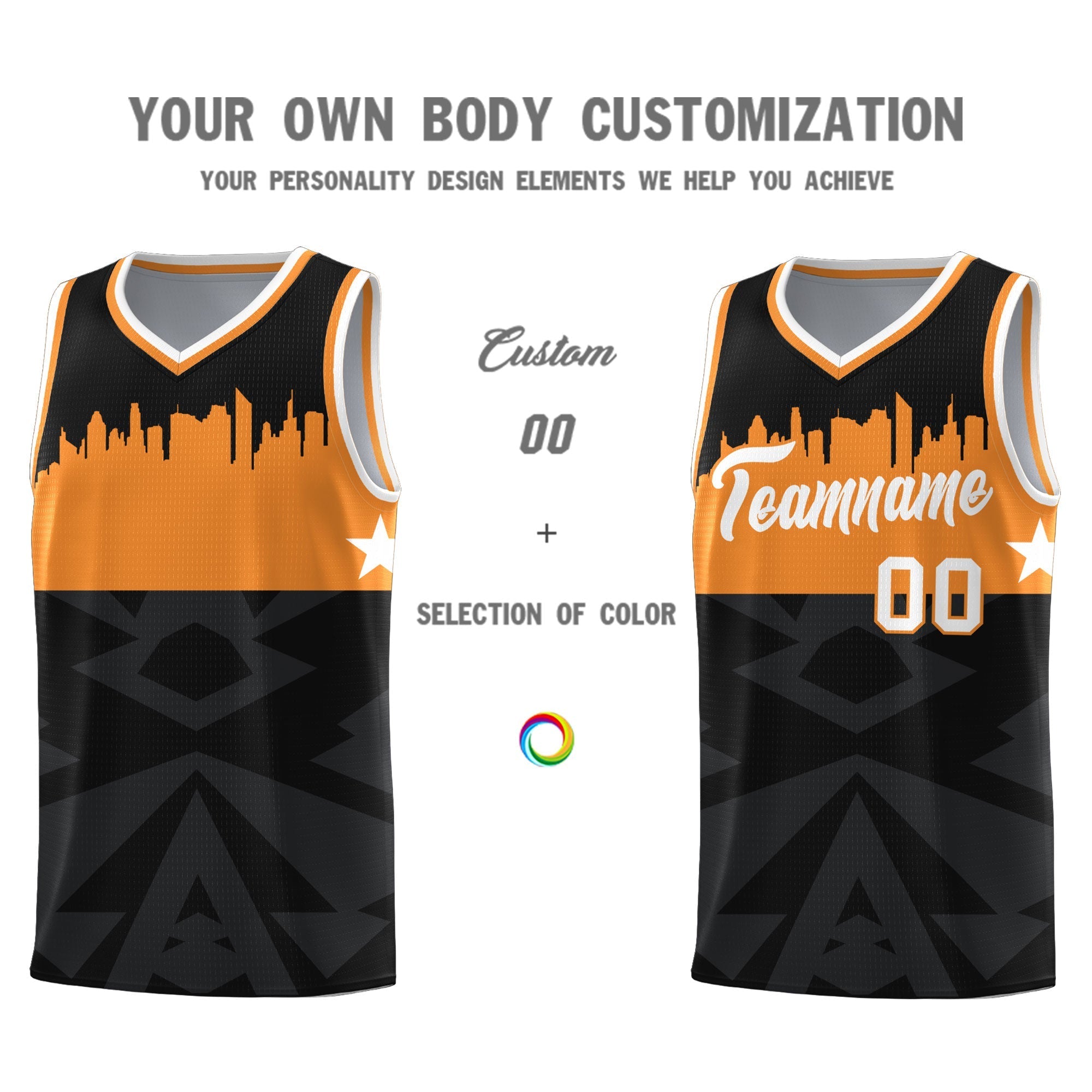 Custom Black Personalized City Silhouette Pattern Sports Uniform Basketball Jersey|KXKSHOP