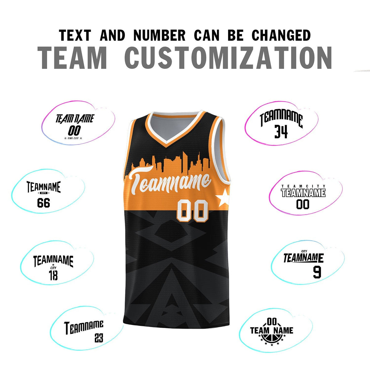 Custom Black Personalized City Silhouette Pattern Sports Uniform Basketball Jersey|KXKSHOP