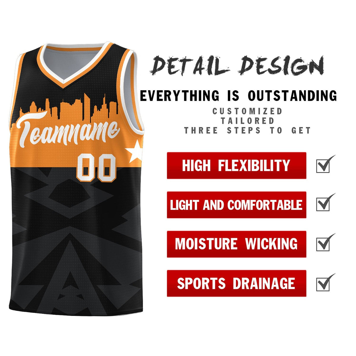 Custom Black Personalized City Silhouette Pattern Sports Uniform Basketball Jersey|KXKSHOP
