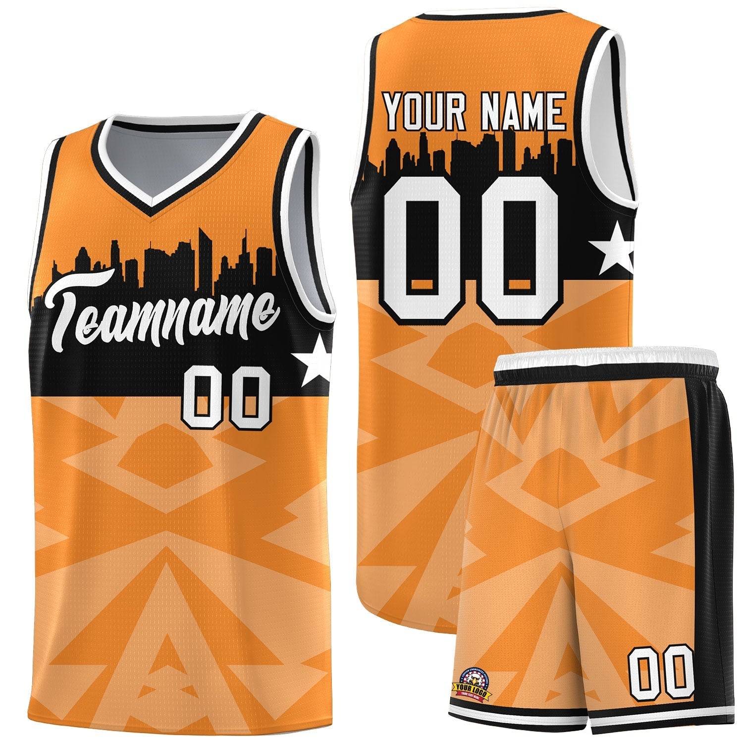 Custom Orange Personalized City Silhouette Pattern Sports Uniform Basketball Jersey|KXKSHOP