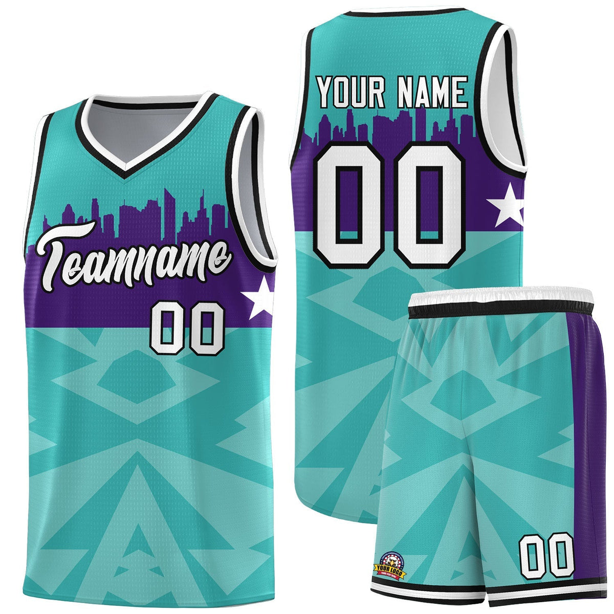 Custom Bright Green Personalized City Silhouette Pattern Sports Uniform Basketball Jersey|KXKSHOP