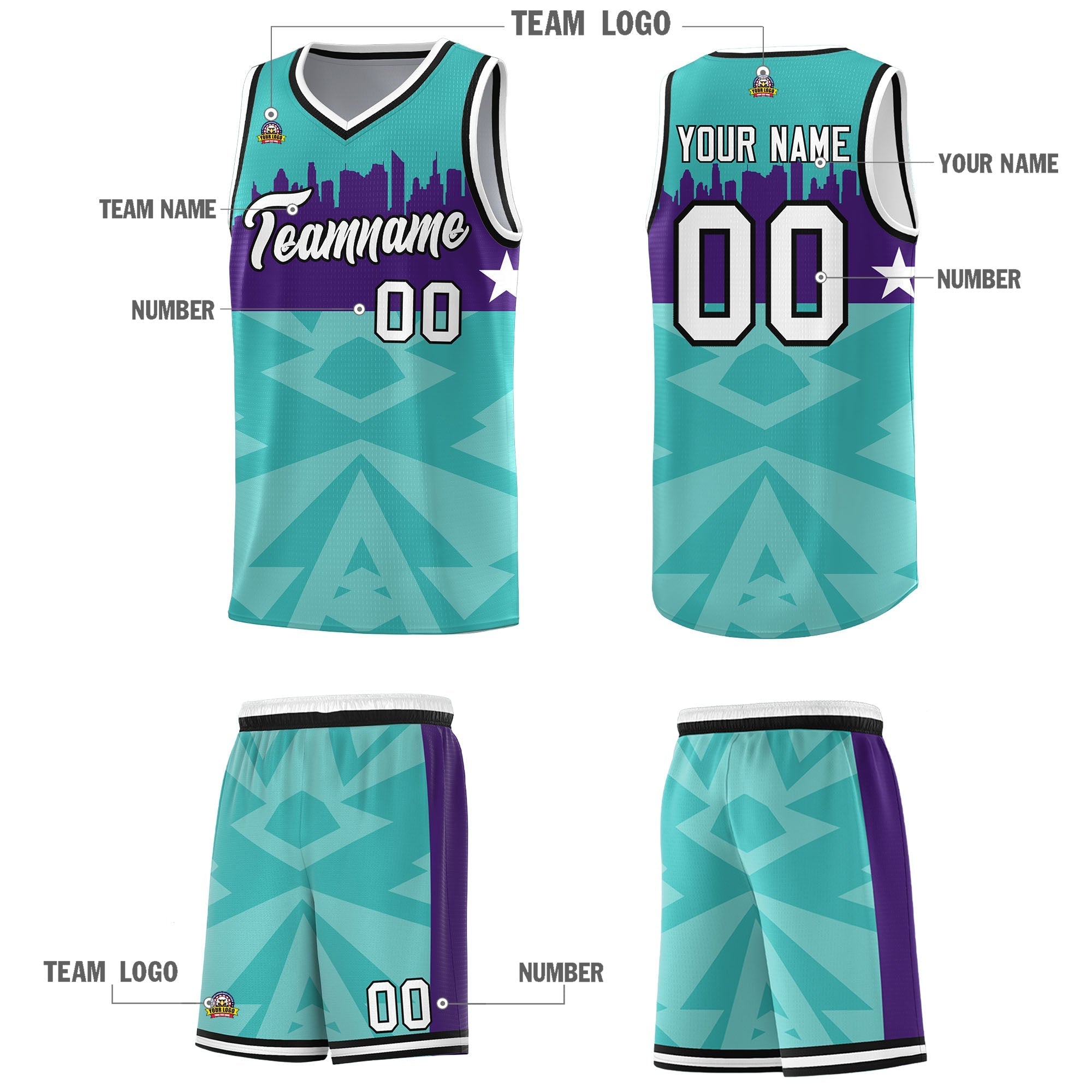 Custom Bright Green Personalized City Silhouette Pattern Sports Uniform Basketball Jersey|KXKSHOP