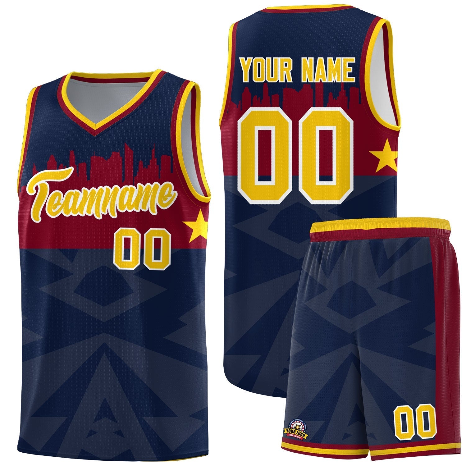Custom Navy Personalized City Silhouette Pattern Sports Uniform Basketball Jersey|KXKSHOP