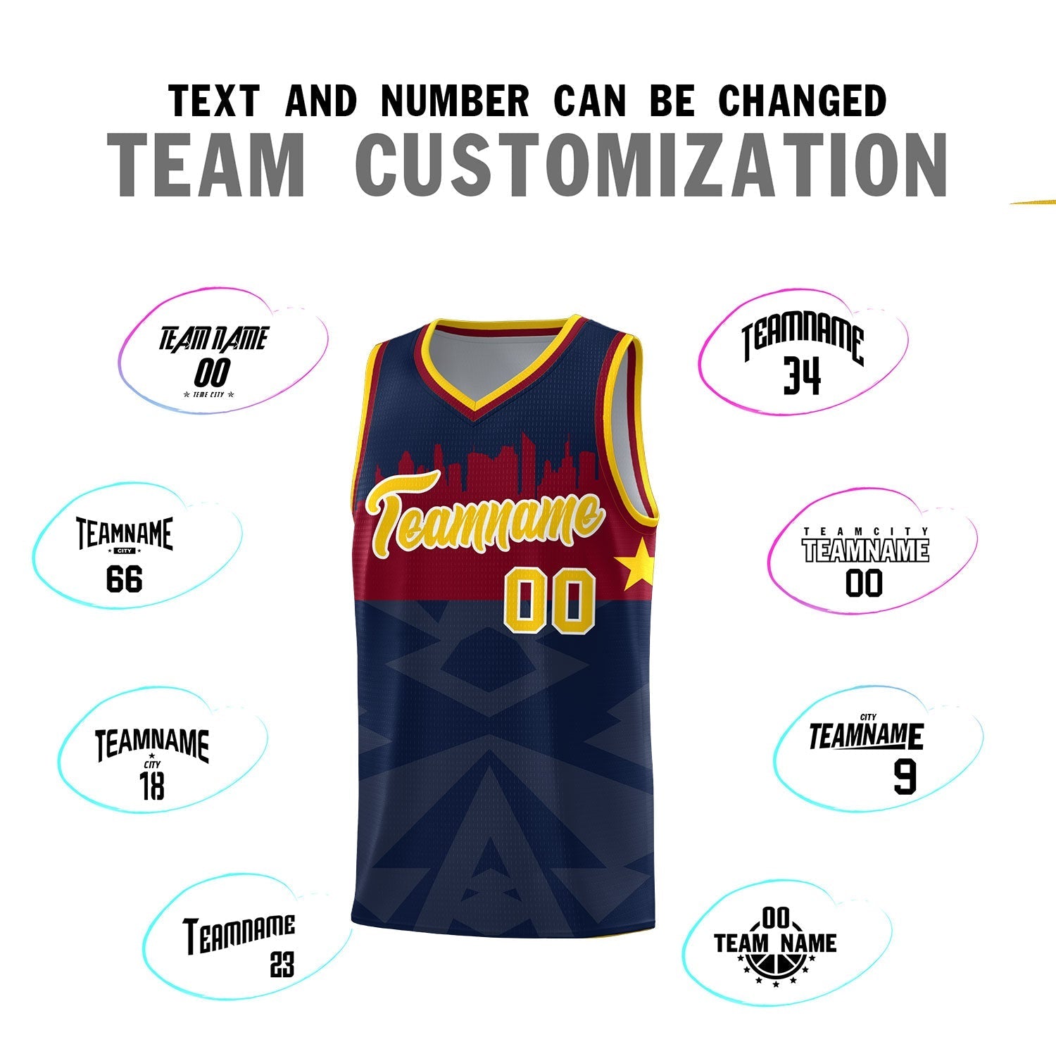 Custom Navy Personalized City Silhouette Pattern Sports Uniform Basketball Jersey|KXKSHOP