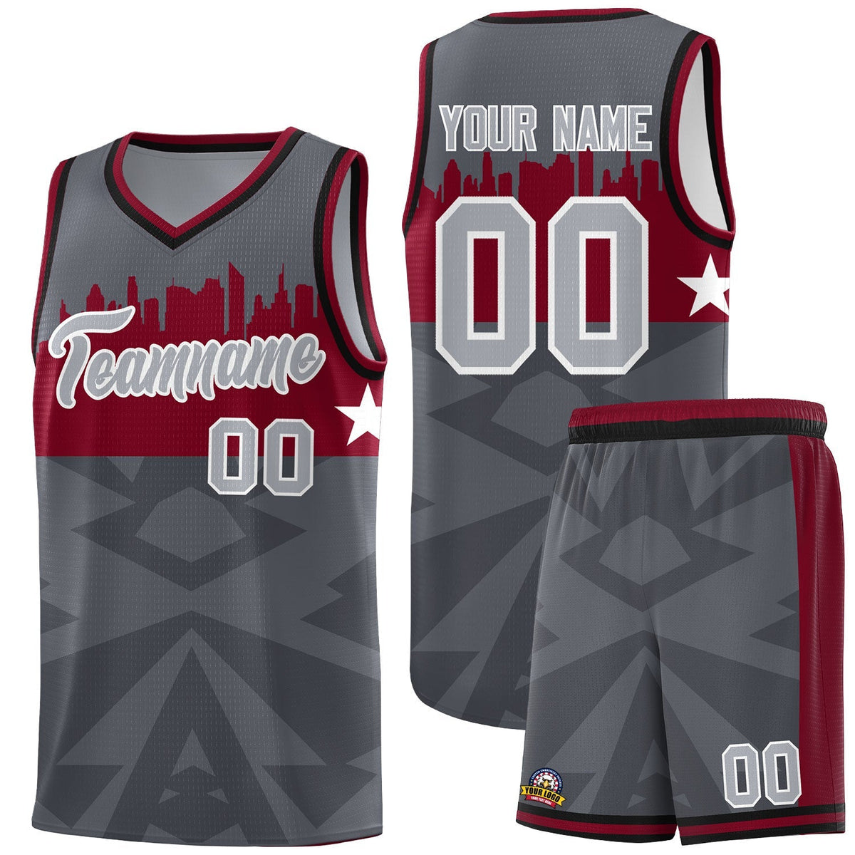 Custom Dark Gray Personalized City Silhouette Pattern Sports Uniform Basketball Jersey|KXKSHOP
