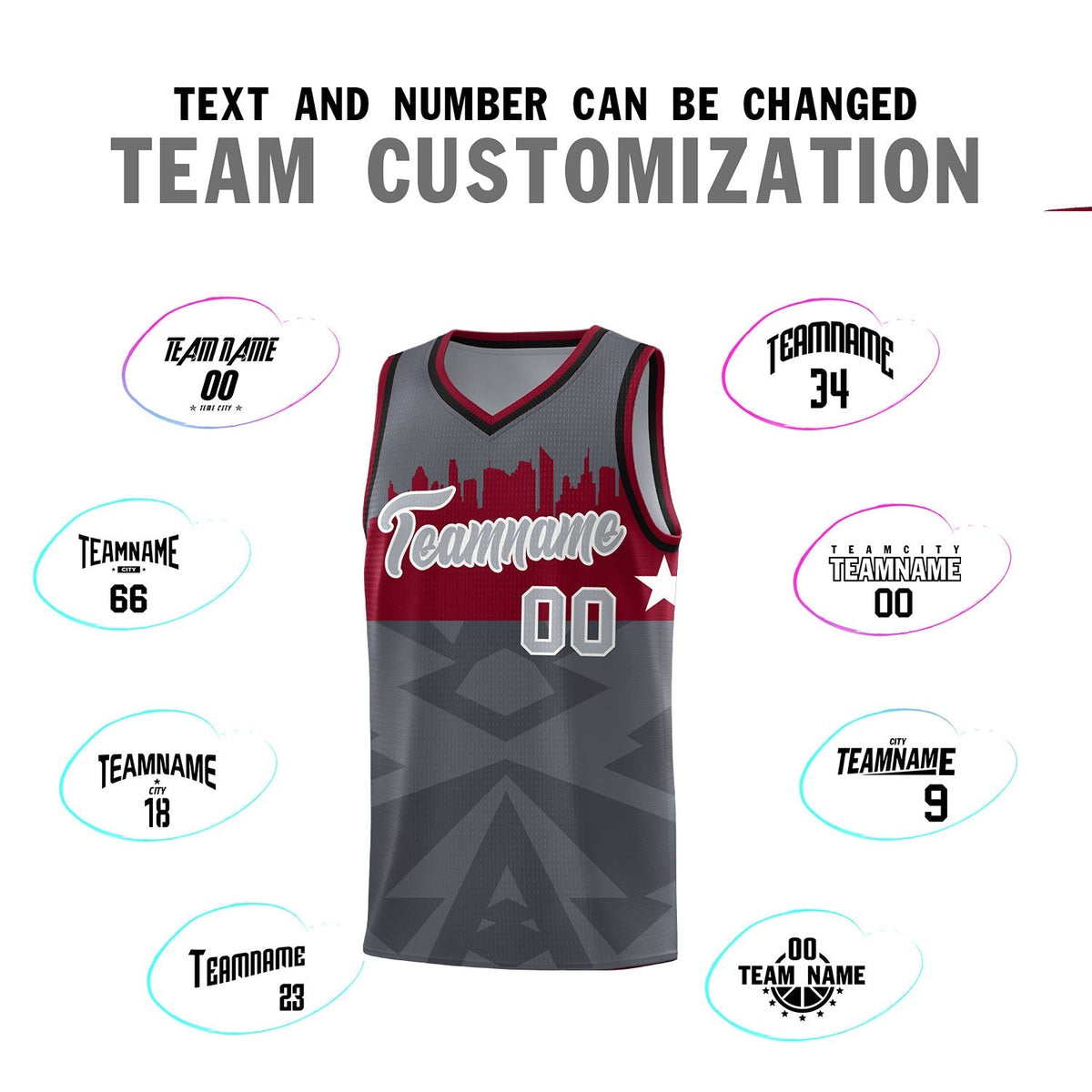Custom Dark Gray Personalized City Silhouette Pattern Sports Uniform Basketball Jersey|KXKSHOP