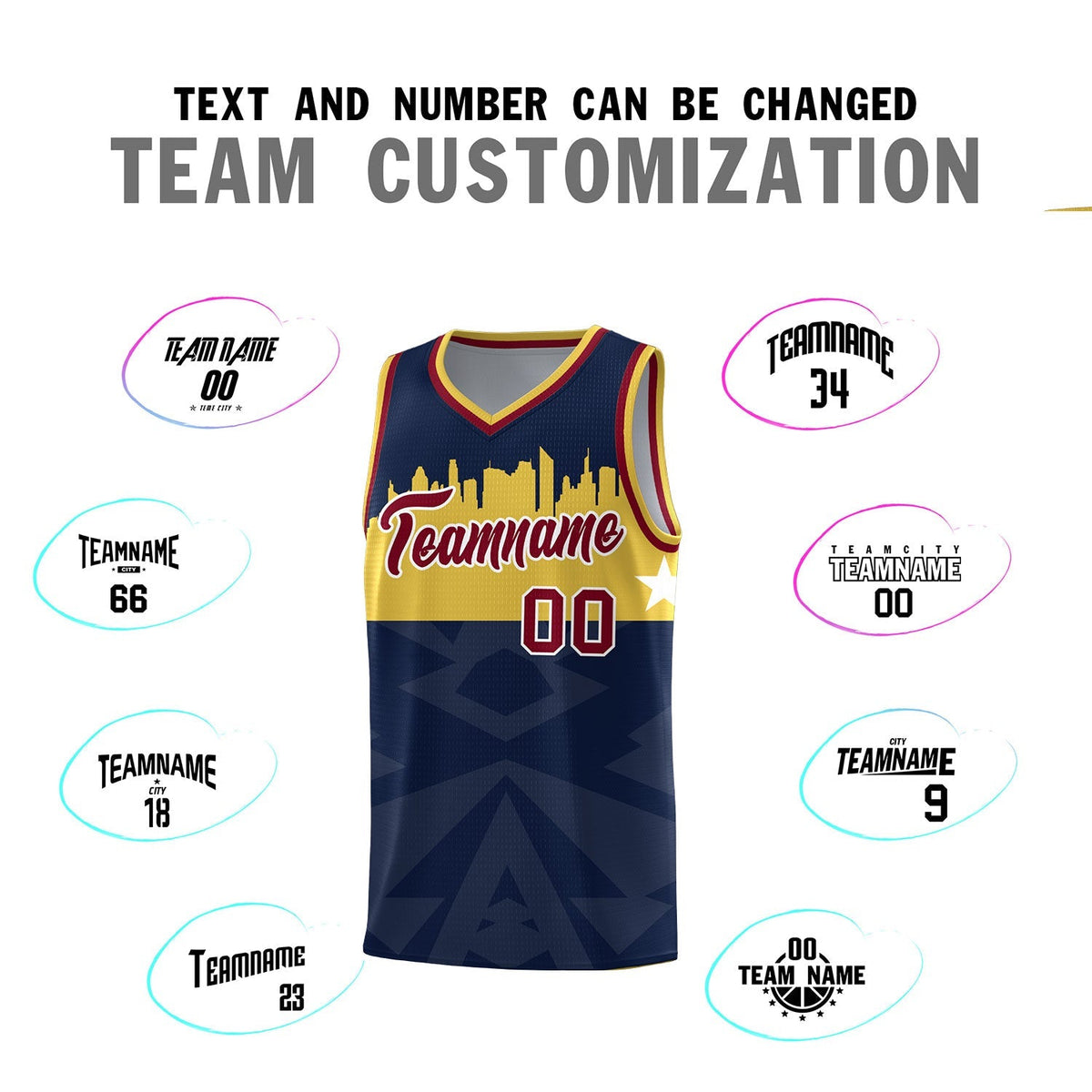 Custom Navy Personalized City Silhouette Pattern Sports Uniform Basketball Jersey|KXKSHOP