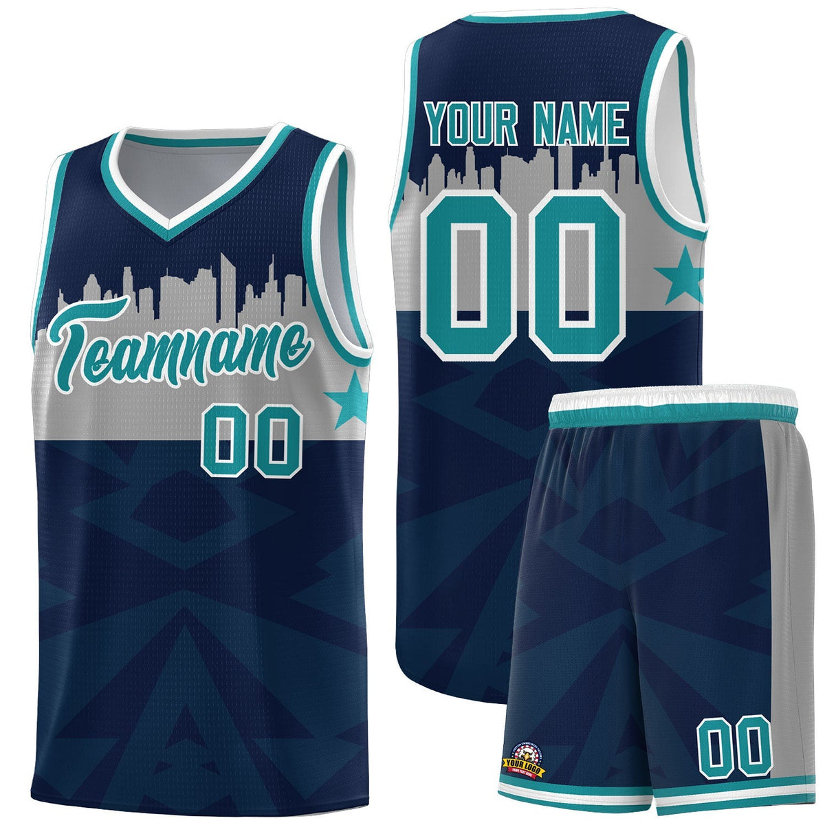Custom Navy Personalized City Silhouette Pattern Sports Uniform Basketball Jersey|KXKSHOP