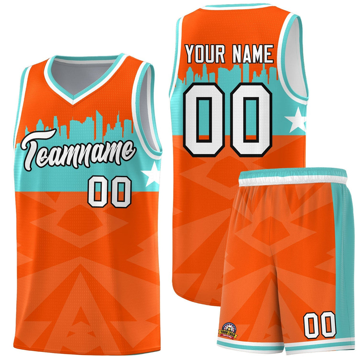 Custom Orange Personalized City Silhouette Pattern Sports Uniform Basketball Jersey|KXKSHOP