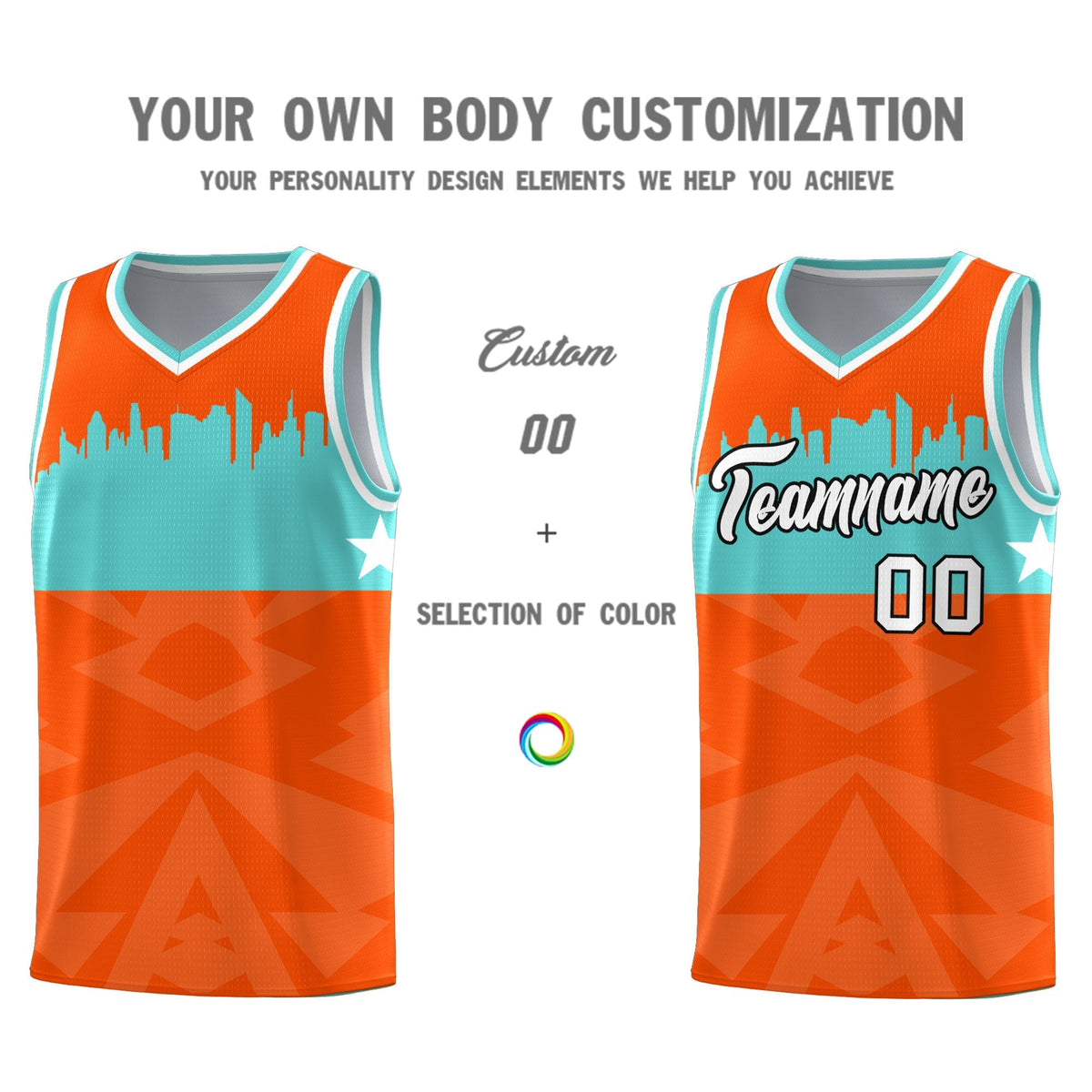Custom Orange Personalized City Silhouette Pattern Sports Uniform Basketball Jersey|KXKSHOP