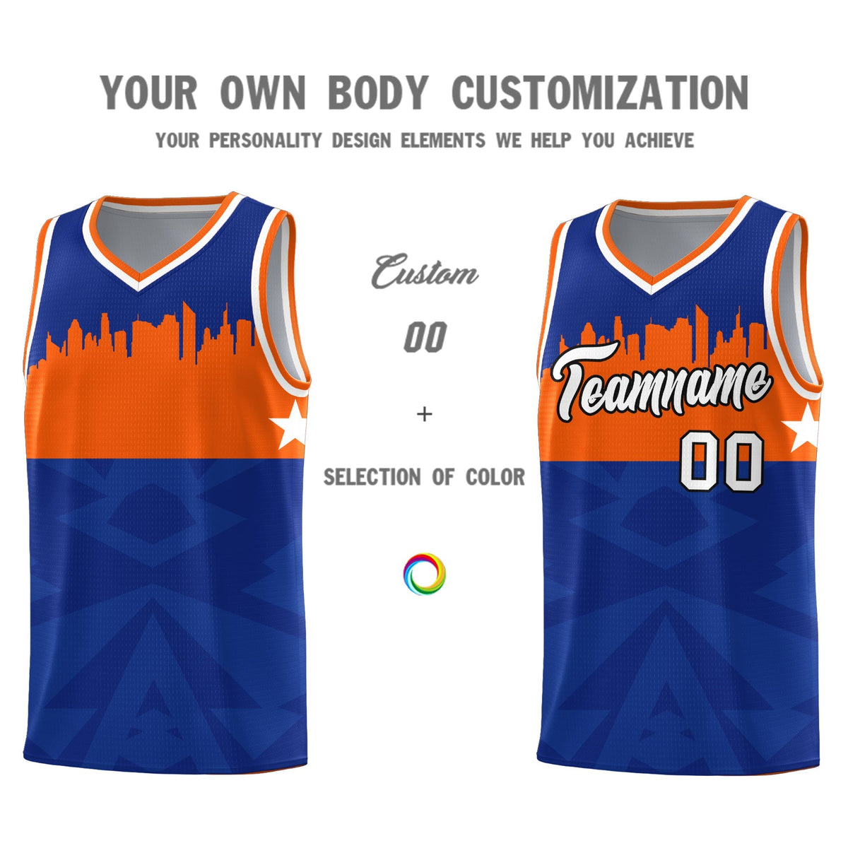 Custom Royal Personalized City Silhouette Pattern Sports Uniform Basketball Jersey|KXKSHOP