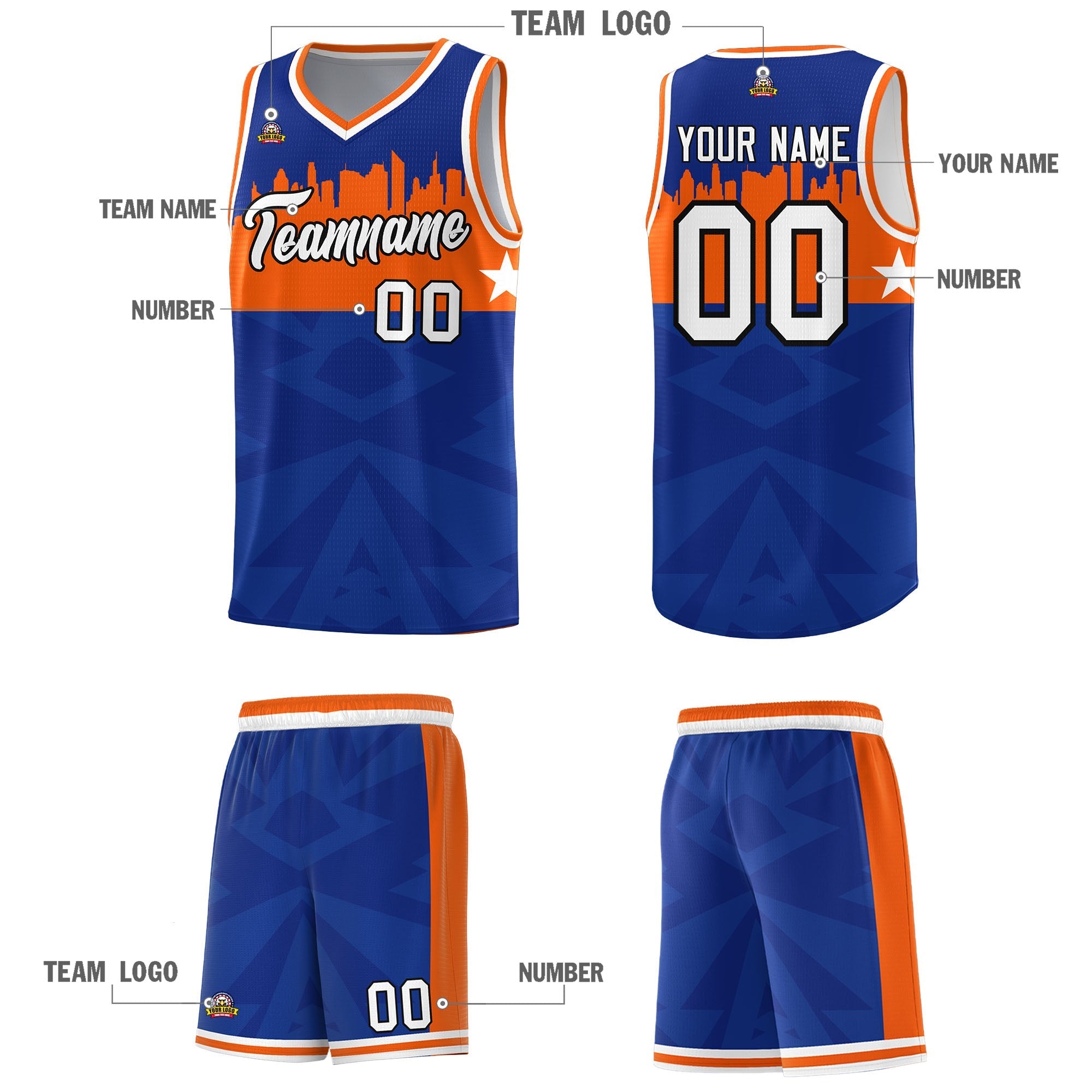 Custom Royal Personalized City Silhouette Pattern Sports Uniform Basketball Jersey|KXKSHOP
