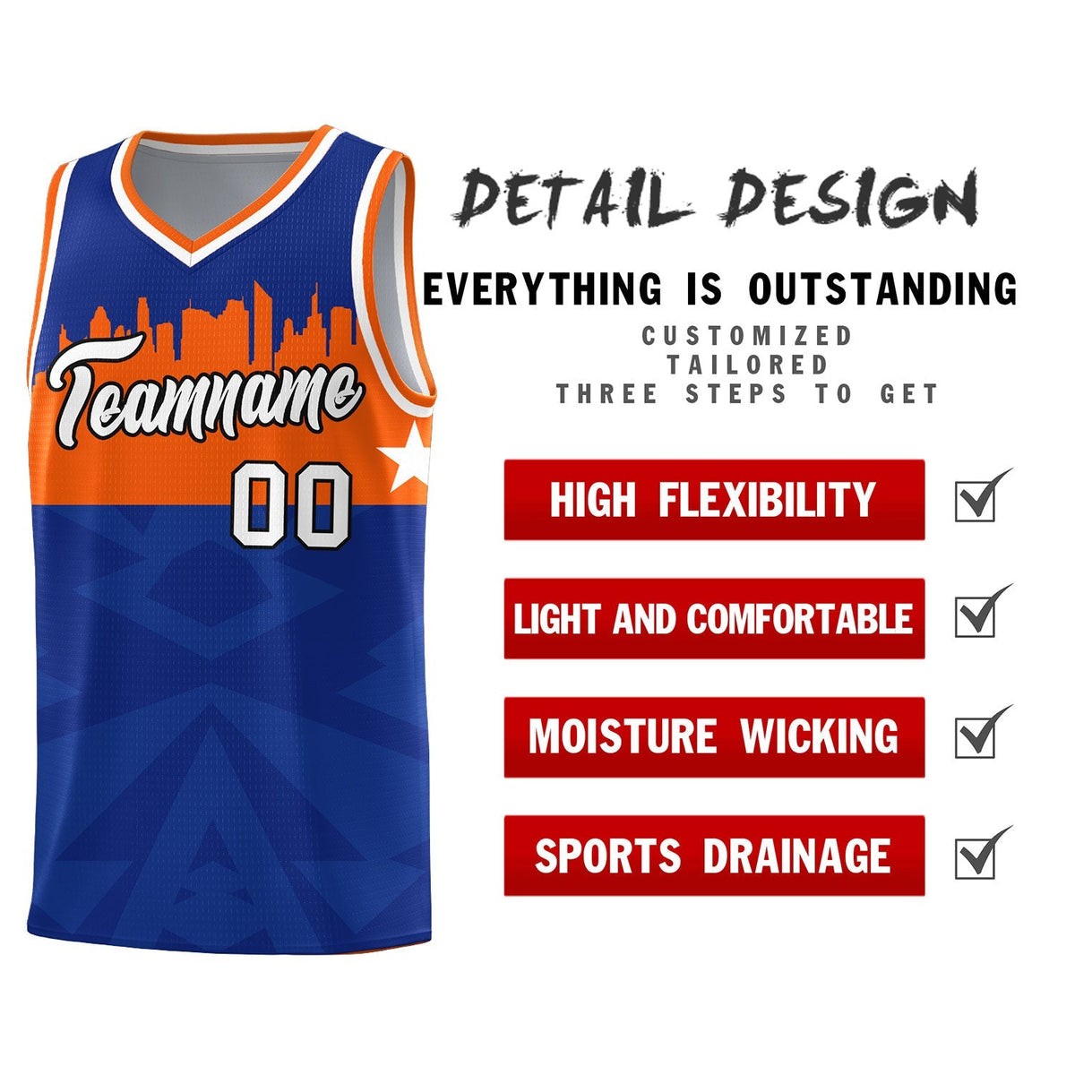 Custom Royal Personalized City Silhouette Pattern Sports Uniform Basketball Jersey|KXKSHOP