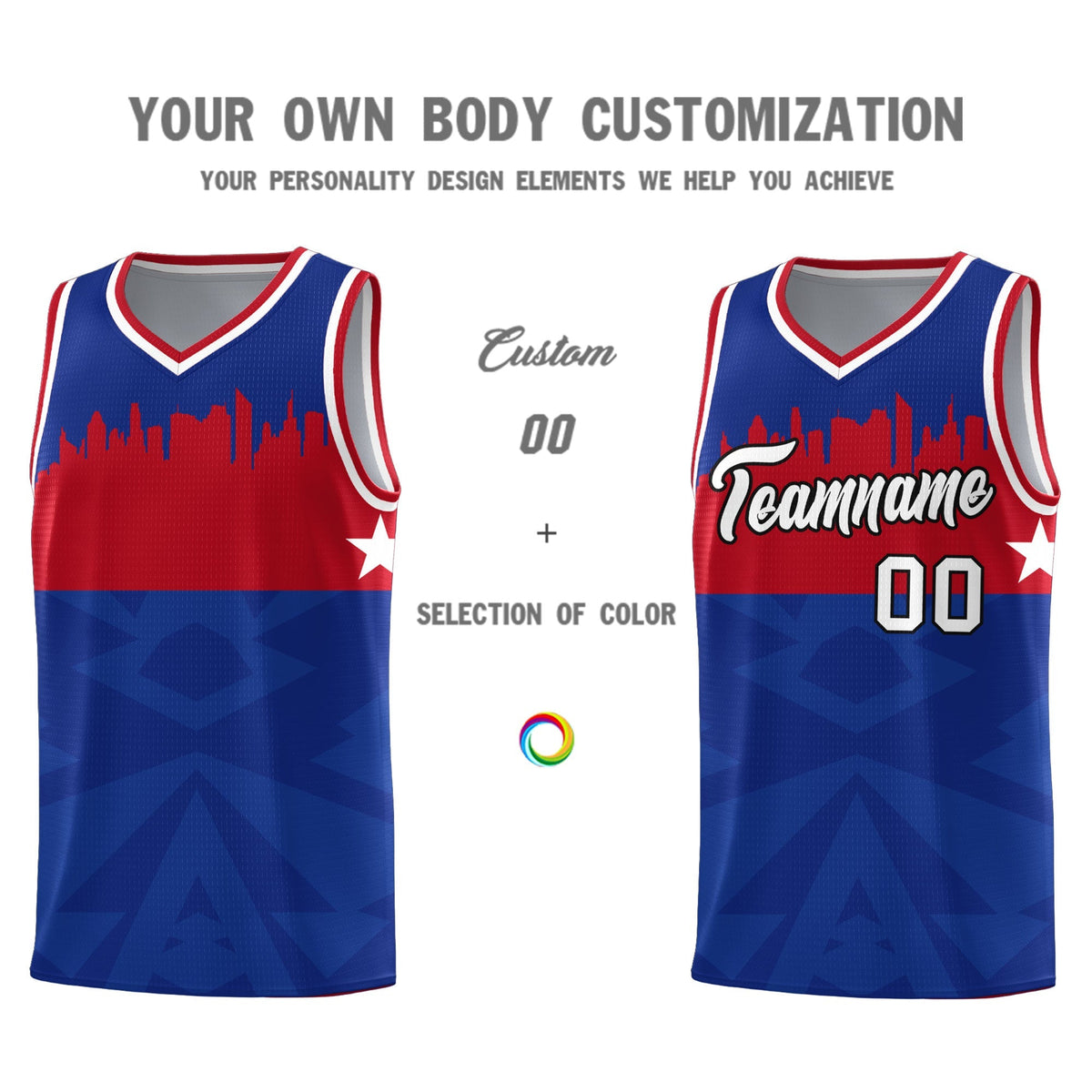 Custom Royal Personalized City Silhouette Pattern Sports Uniform Basketball Jersey|KXKSHOP