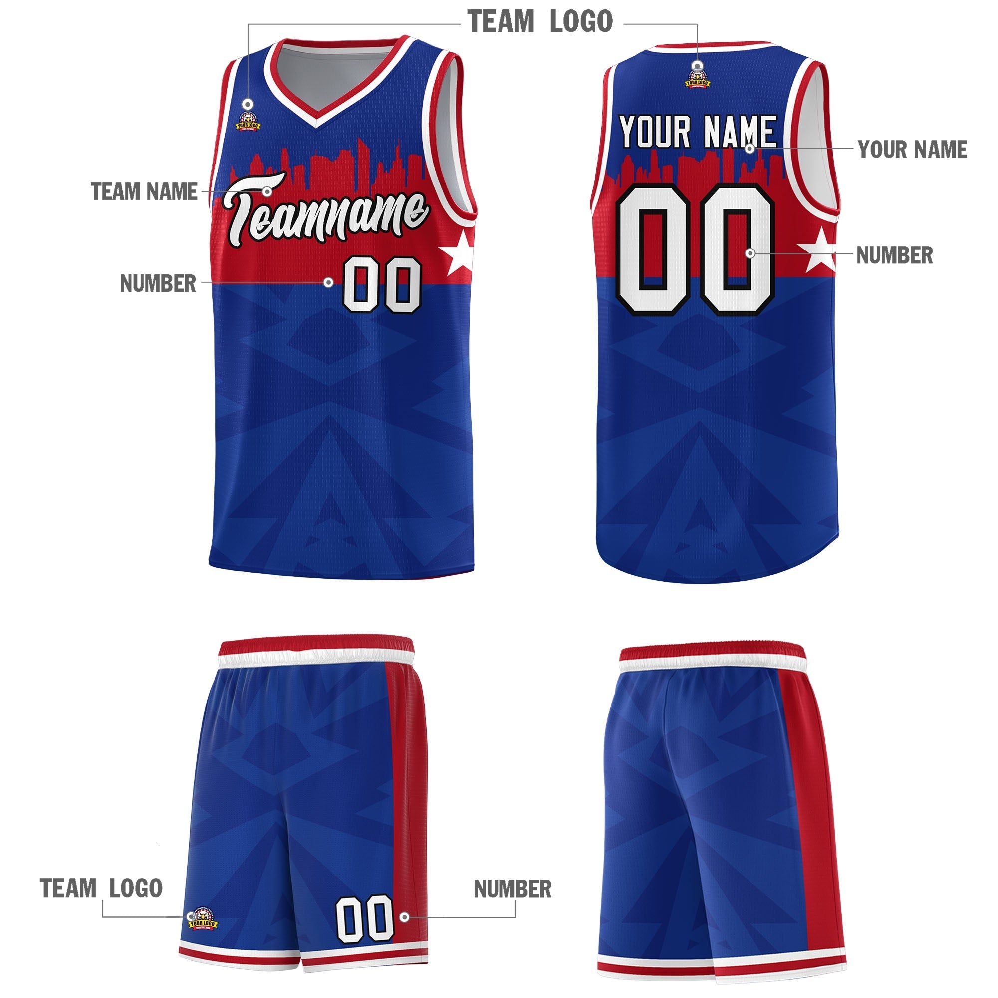 Custom Royal Personalized City Silhouette Pattern Sports Uniform Basketball Jersey|KXKSHOP