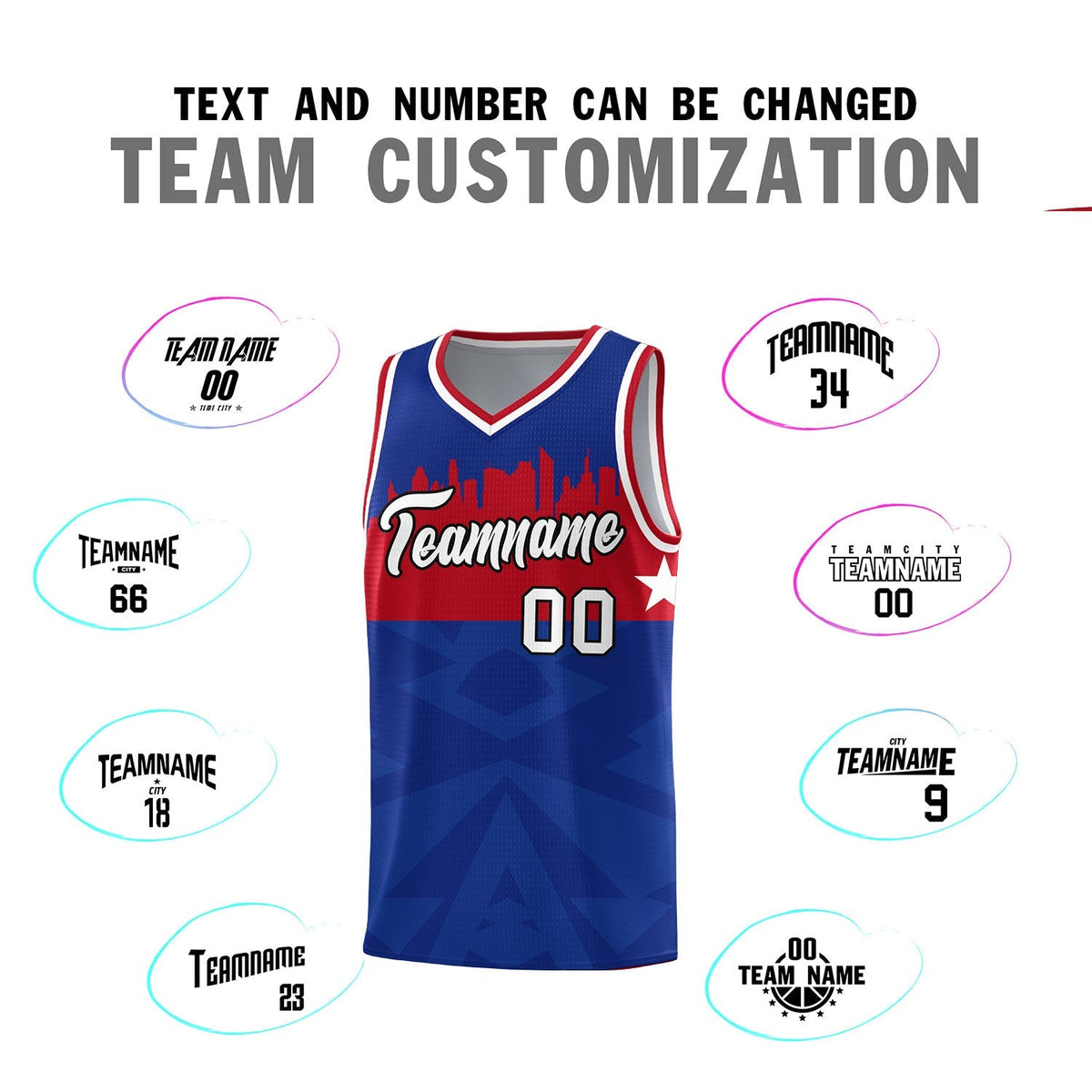 Custom Royal Personalized City Silhouette Pattern Sports Uniform Basketball Jersey|KXKSHOP