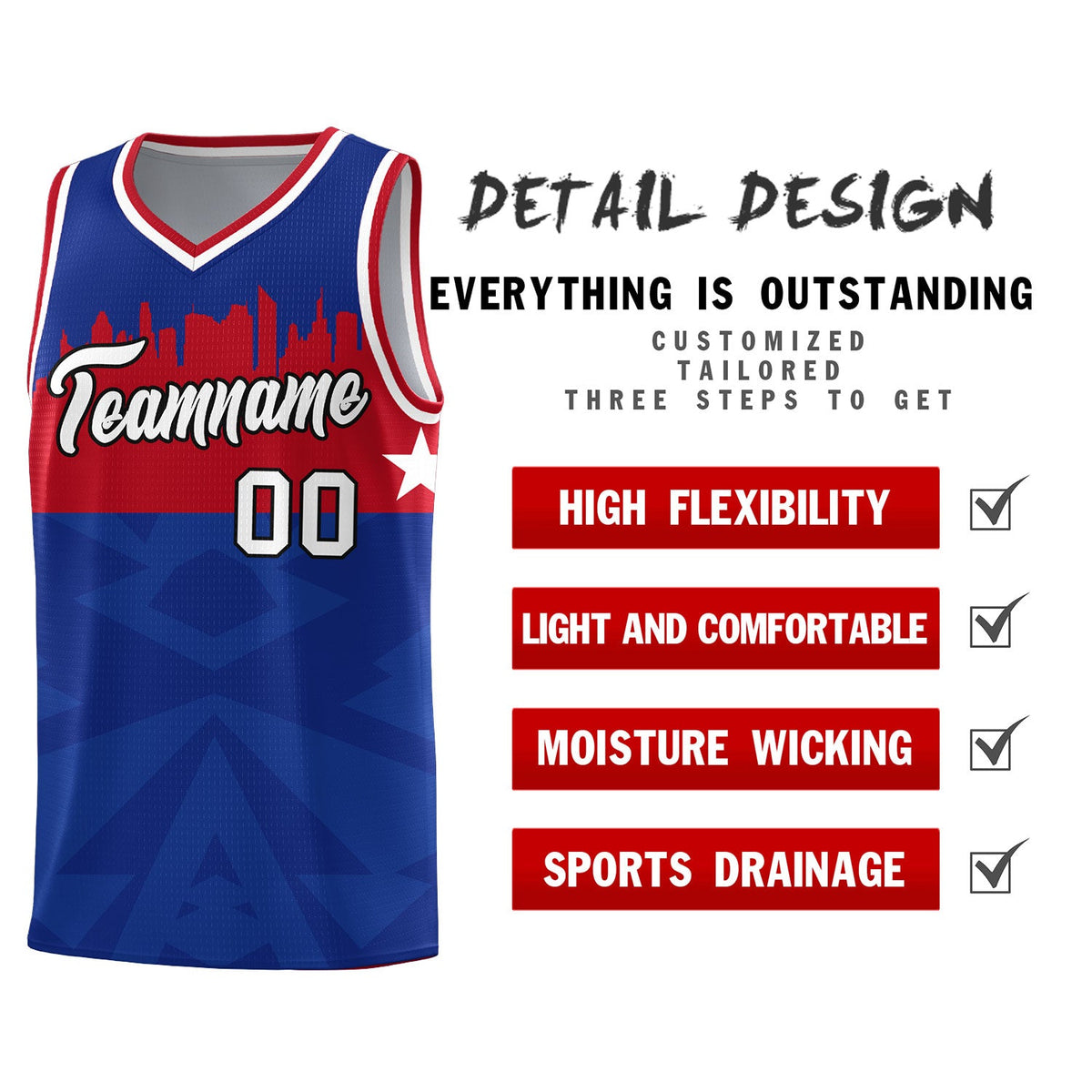 Custom Royal Personalized City Silhouette Pattern Sports Uniform Basketball Jersey|KXKSHOP