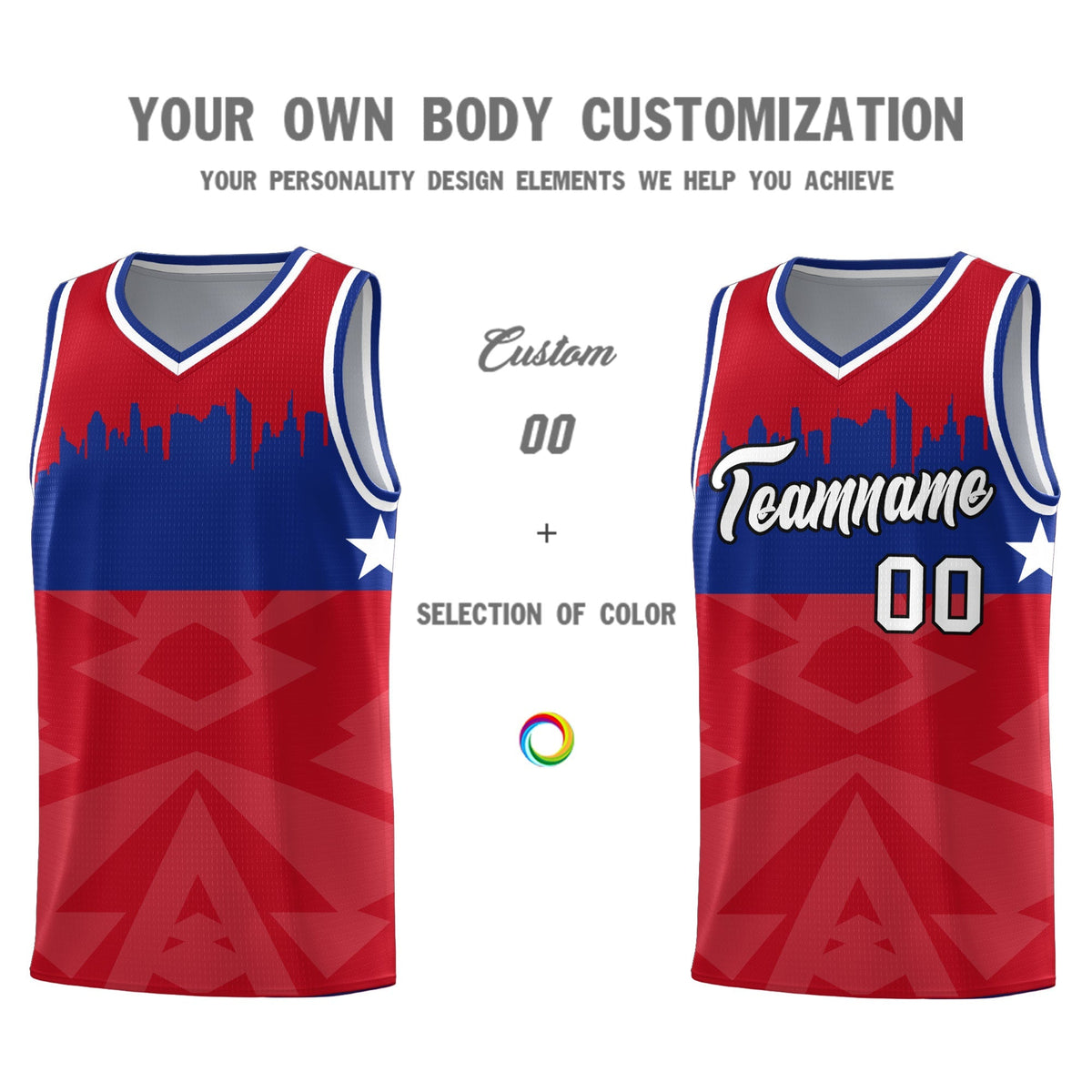 Custom Red Personalized City Silhouette Pattern Sports Uniform Basketball Jersey|KXKSHOP
