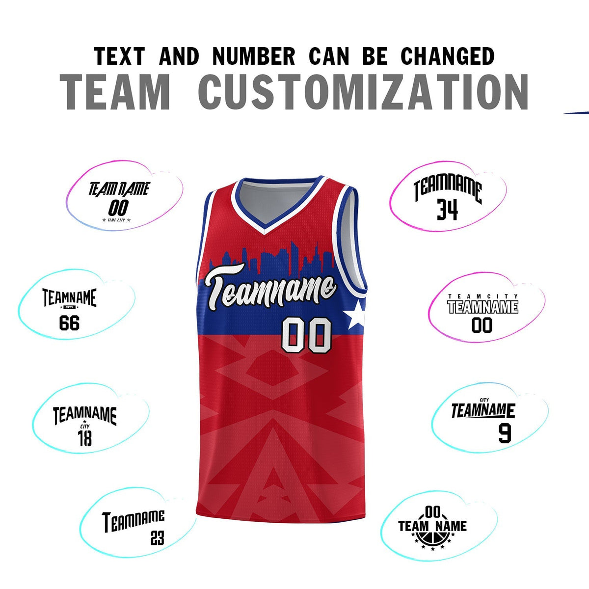 Custom Red Personalized City Silhouette Pattern Sports Uniform Basketball Jersey|KXKSHOP