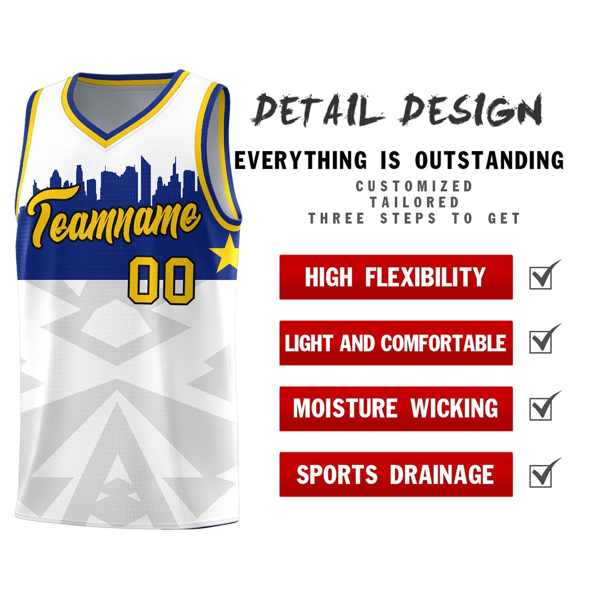 Custom White Personalized City Silhouette Pattern Sports Uniform Basketball Jersey|KXKSHOP