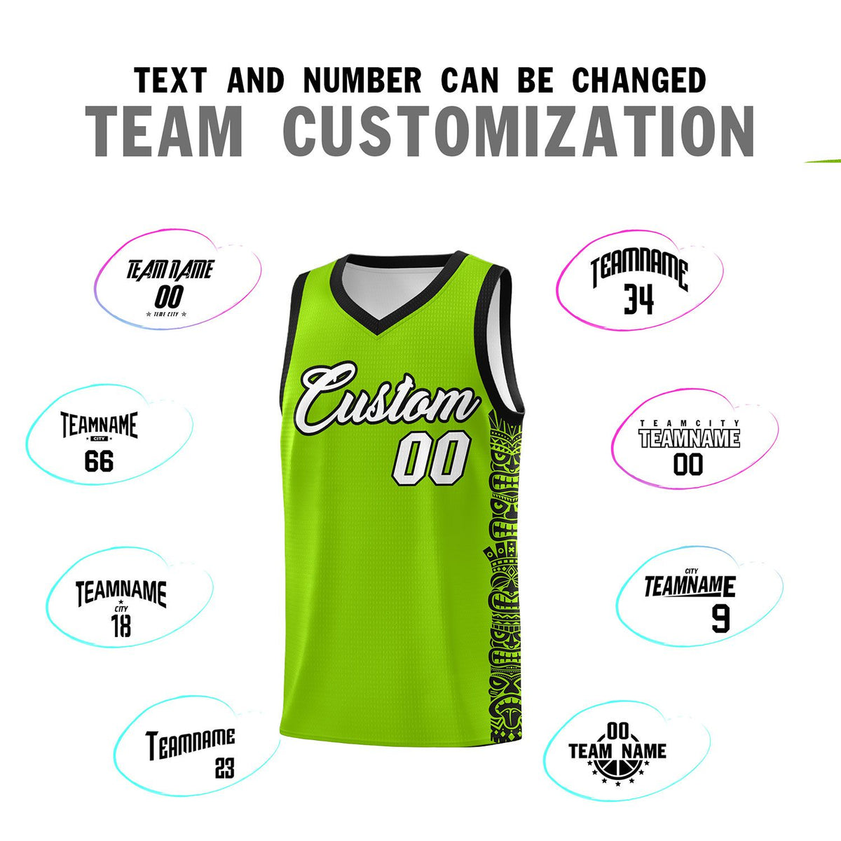 Custom Green Black Personalized Indians Pattern Sets Sports Uniform Basketball Jersey