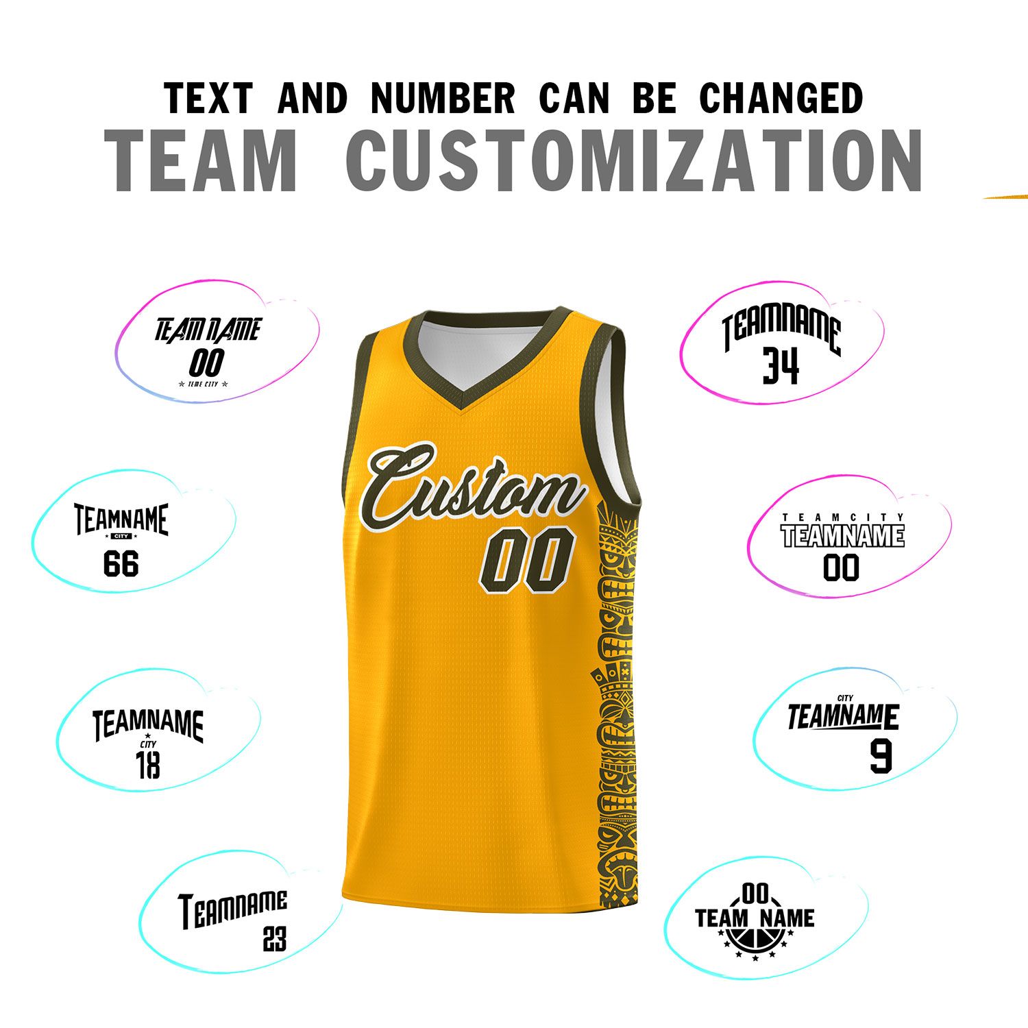 Custom Yellow Olive Personalized Indians Pattern Kits Sports Uniform Basketball Jersey|KXKSHOP