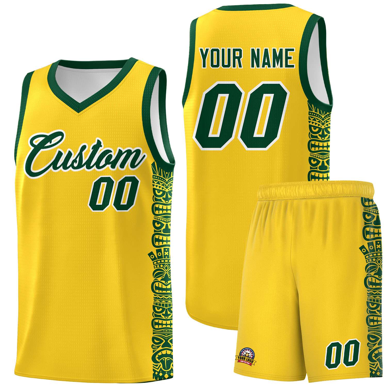 Custom Gold Gold Personalized Indians Pattern Kits Sports Uniform Basketball Jersey|KXKSHOP
