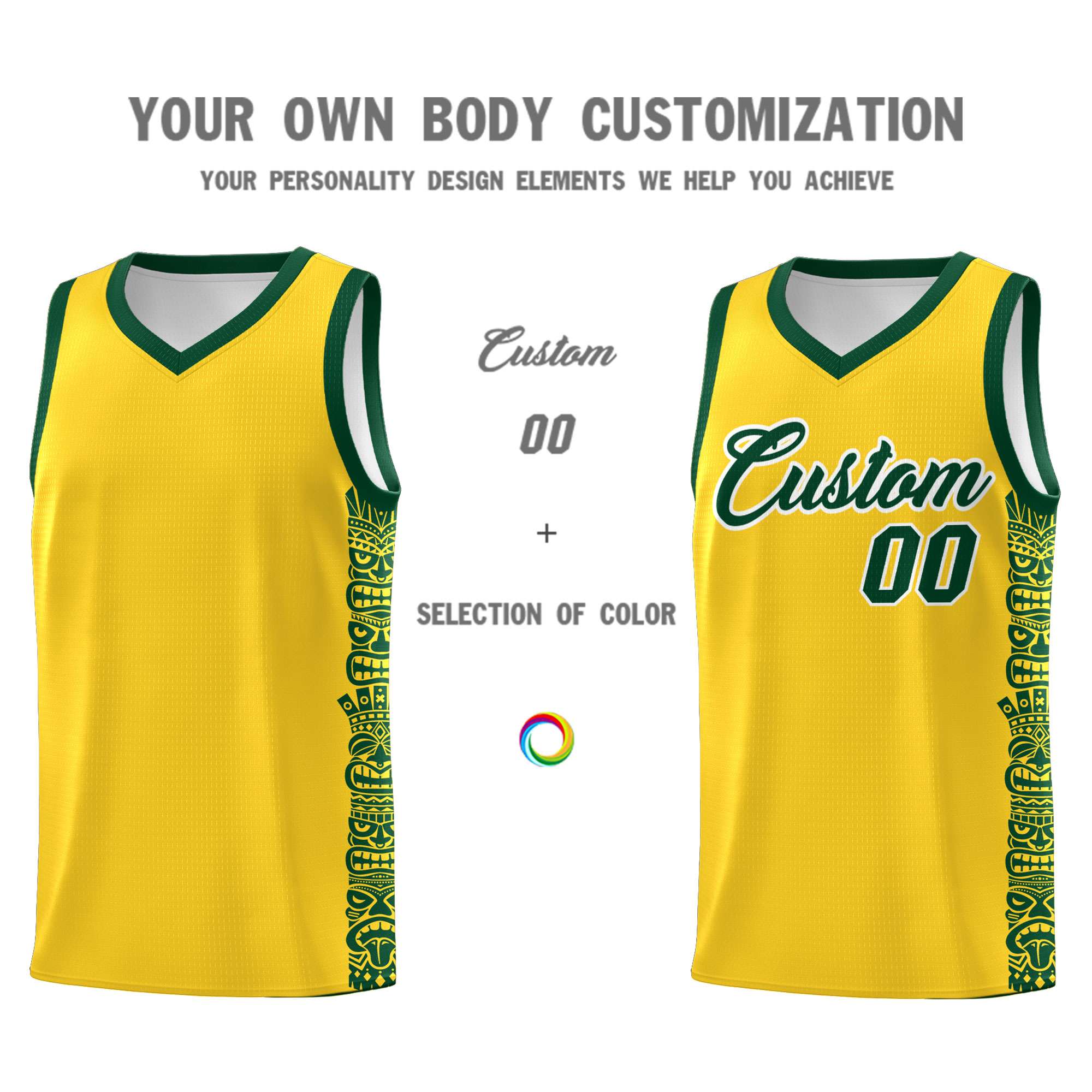 Custom Gold Gold Personalized Indians Pattern Kits Sports Uniform Basketball Jersey|KXKSHOP