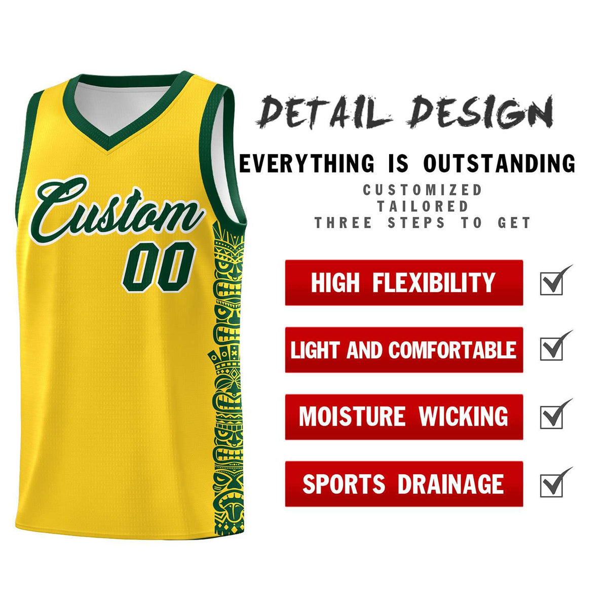 Custom Gold Gold Personalized Indians Pattern Kits Sports Uniform Basketball Jersey|KXKSHOP