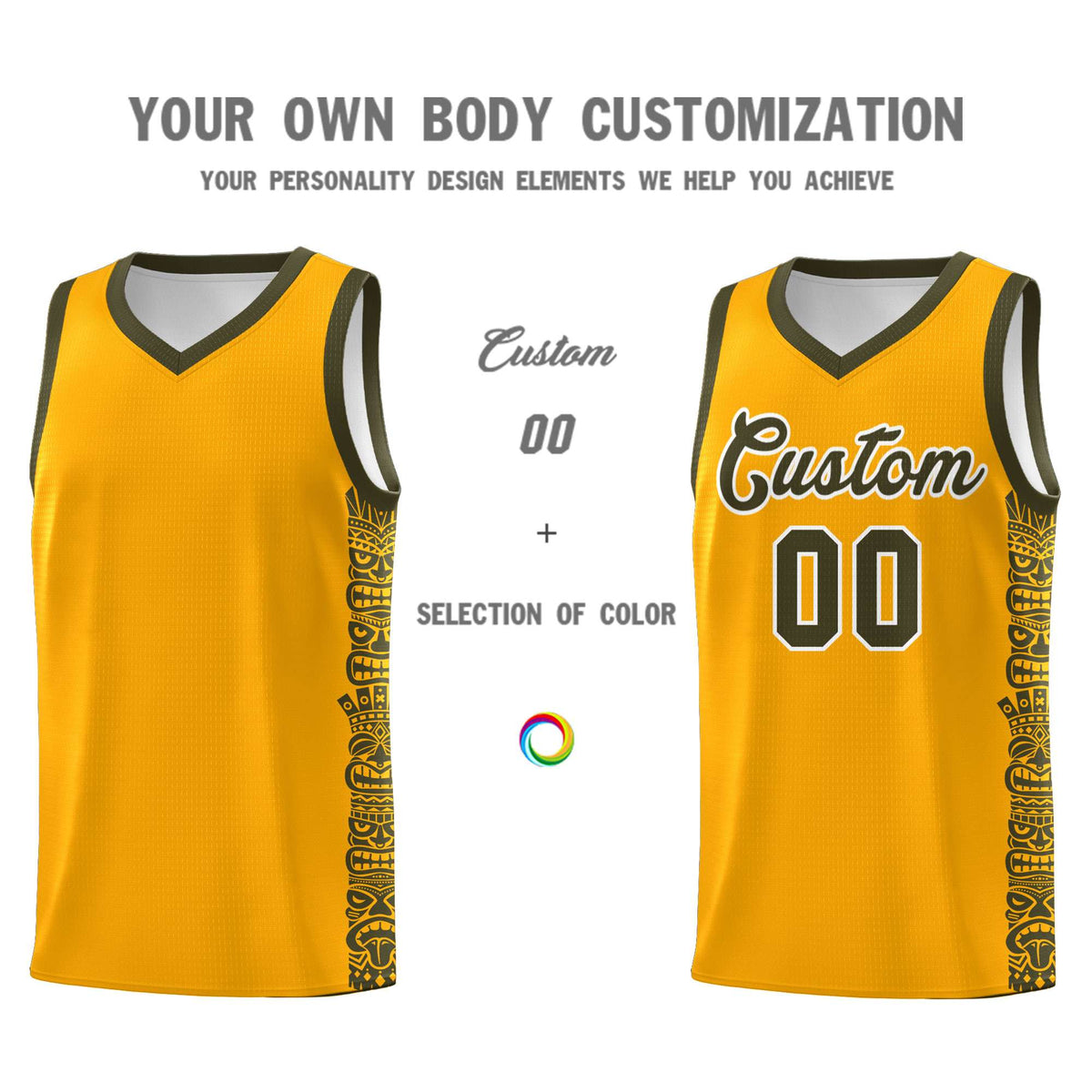 Custom Yellow Olive Personalized Indians Pattern Kits Sports Uniform Basketball Jersey|KXKSHOP