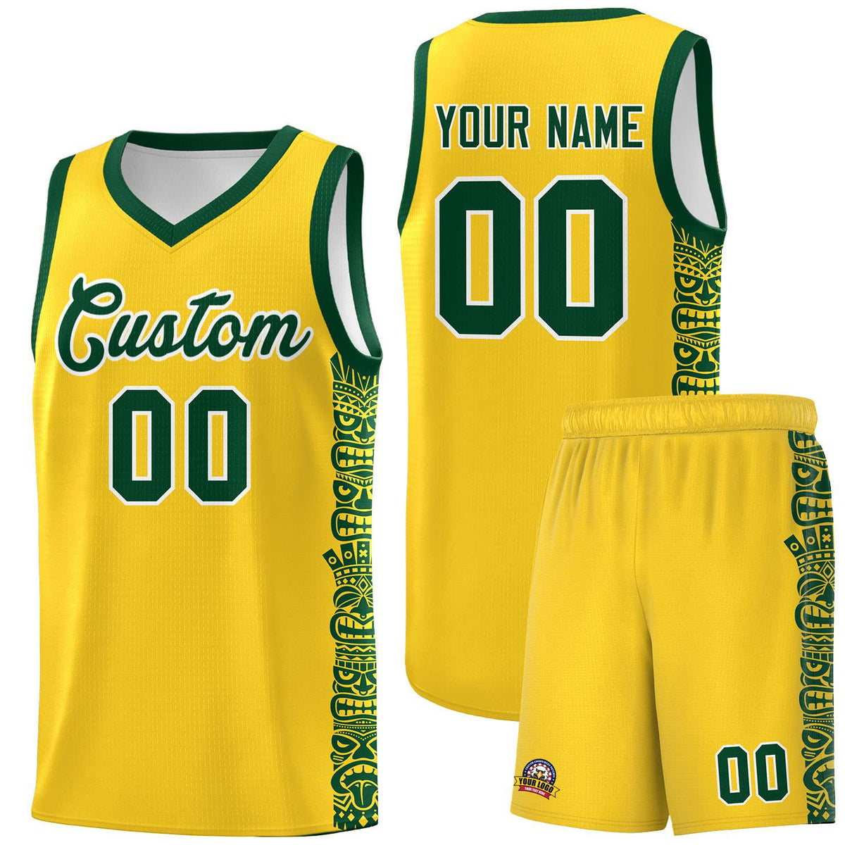 Custom Gold Gold Personalized Indians Pattern Kits Sports Uniform Basketball Jersey|KXKSHOP
