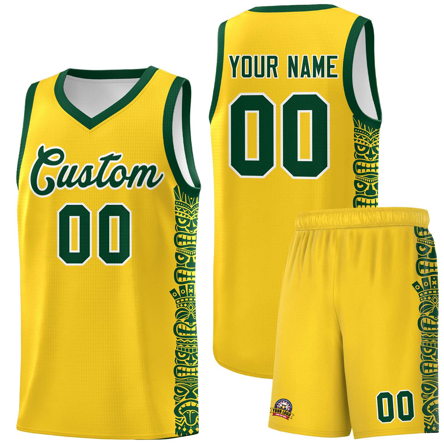 Custom Gold Gold Personalized Indians Pattern Kits Sports Uniform Basketball Jersey|KXKSHOP