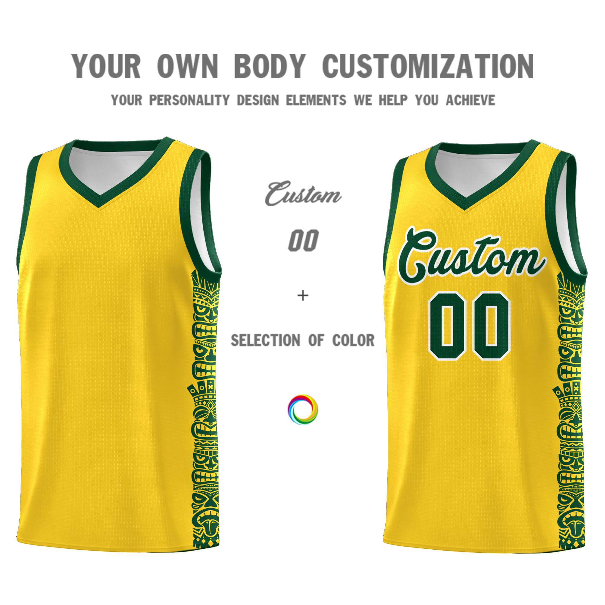 Custom Gold Gold Personalized Indians Pattern Kits Sports Uniform Basketball Jersey|KXKSHOP