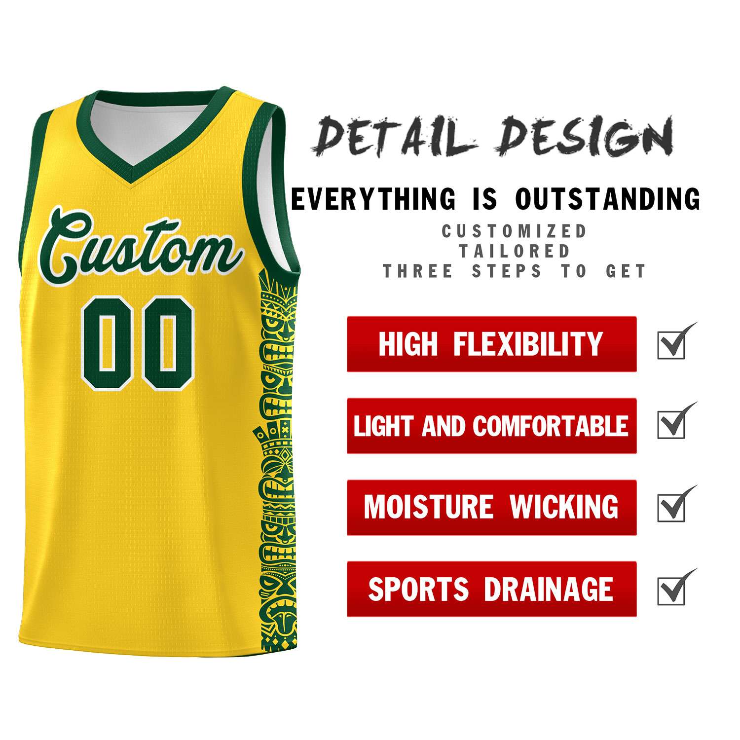 Custom Gold Gold Personalized Indians Pattern Kits Sports Uniform Basketball Jersey|KXKSHOP