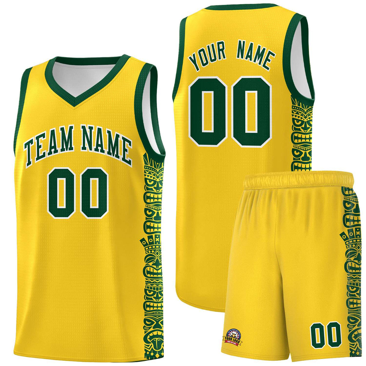 Custom Gold Gold Personalized Indians Pattern Kits Sports Uniform Basketball Jersey|KXKSHOP