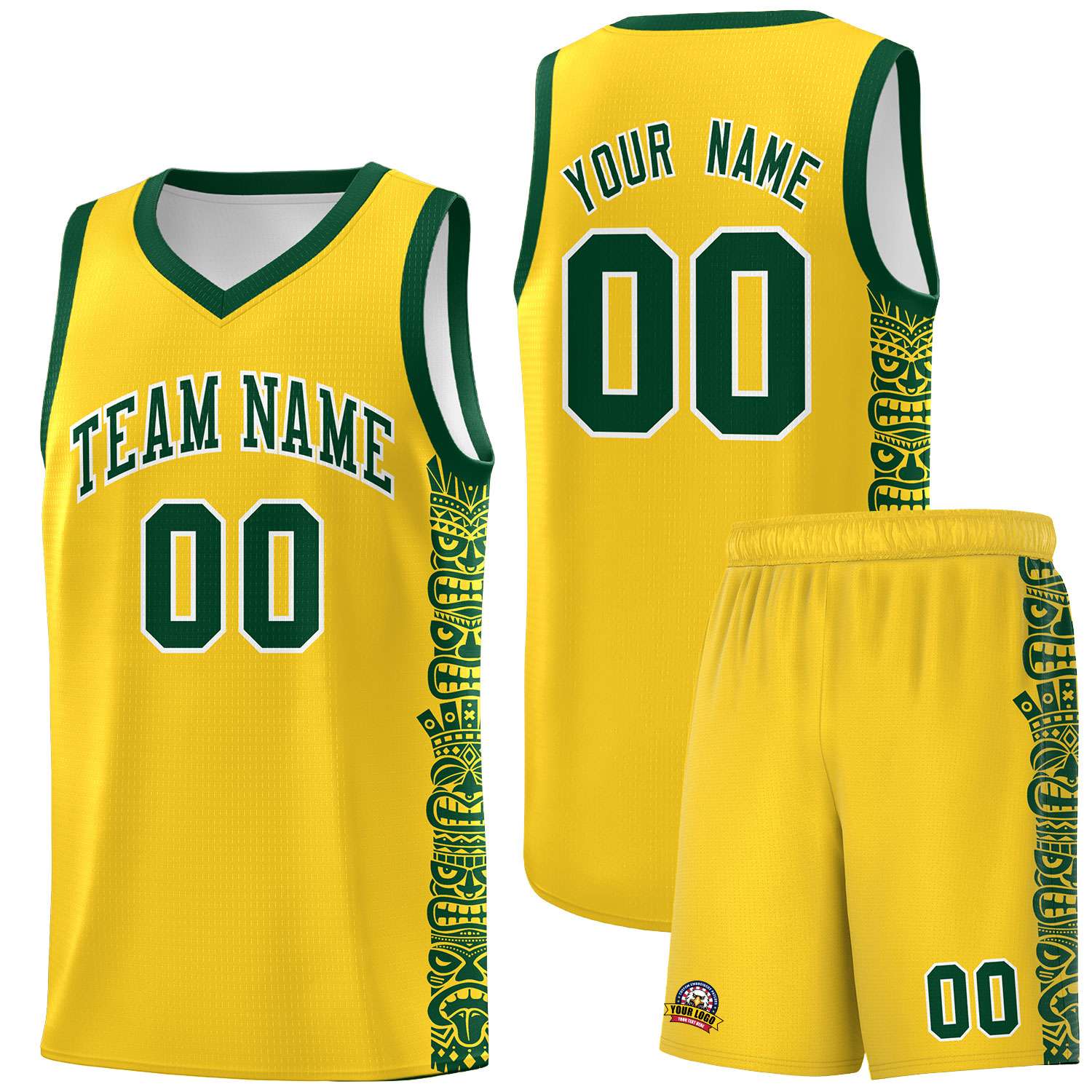 Custom Gold Gold Personalized Indians Pattern Kits Sports Uniform Basketball Jersey|KXKSHOP