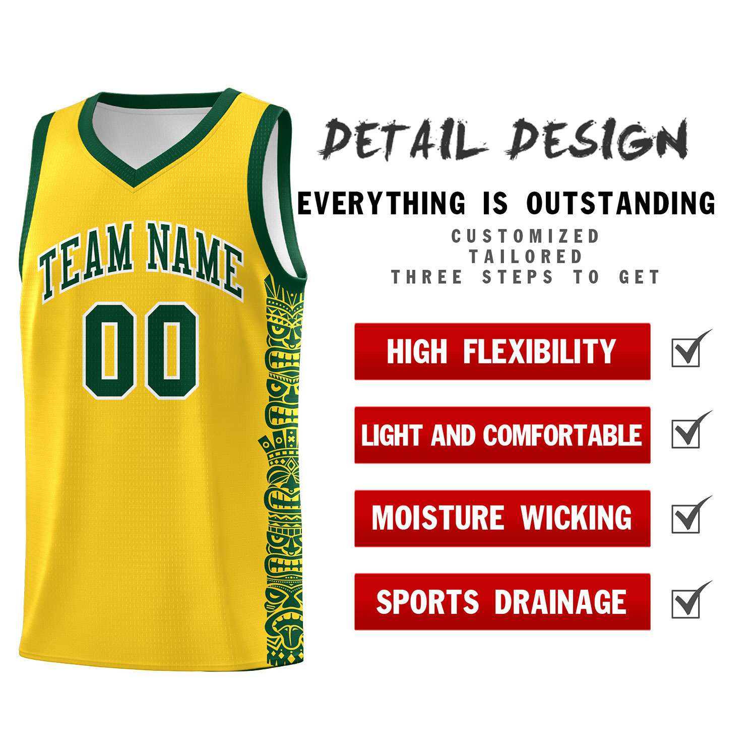 Custom Gold Gold Personalized Indians Pattern Kits Sports Uniform Basketball Jersey|KXKSHOP