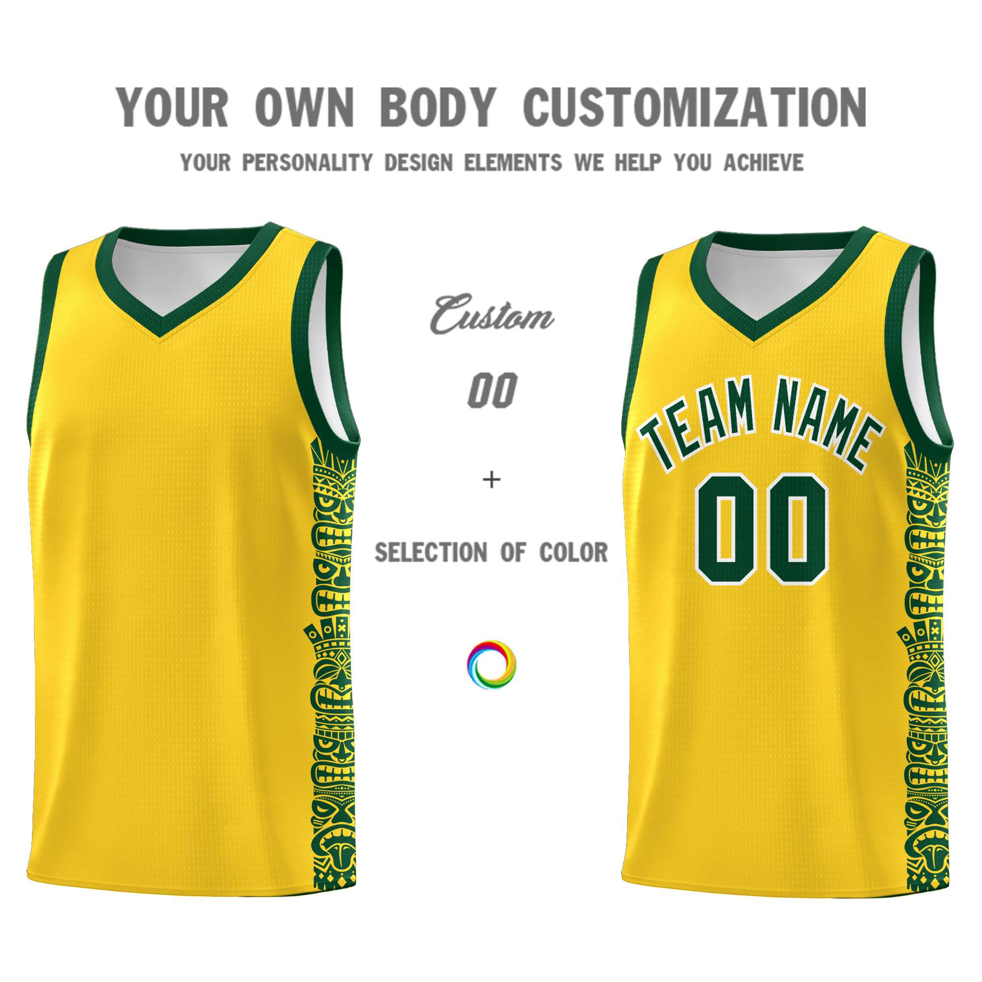 Custom Gold Gold Personalized Indians Pattern Kits Sports Uniform Basketball Jersey|KXKSHOP